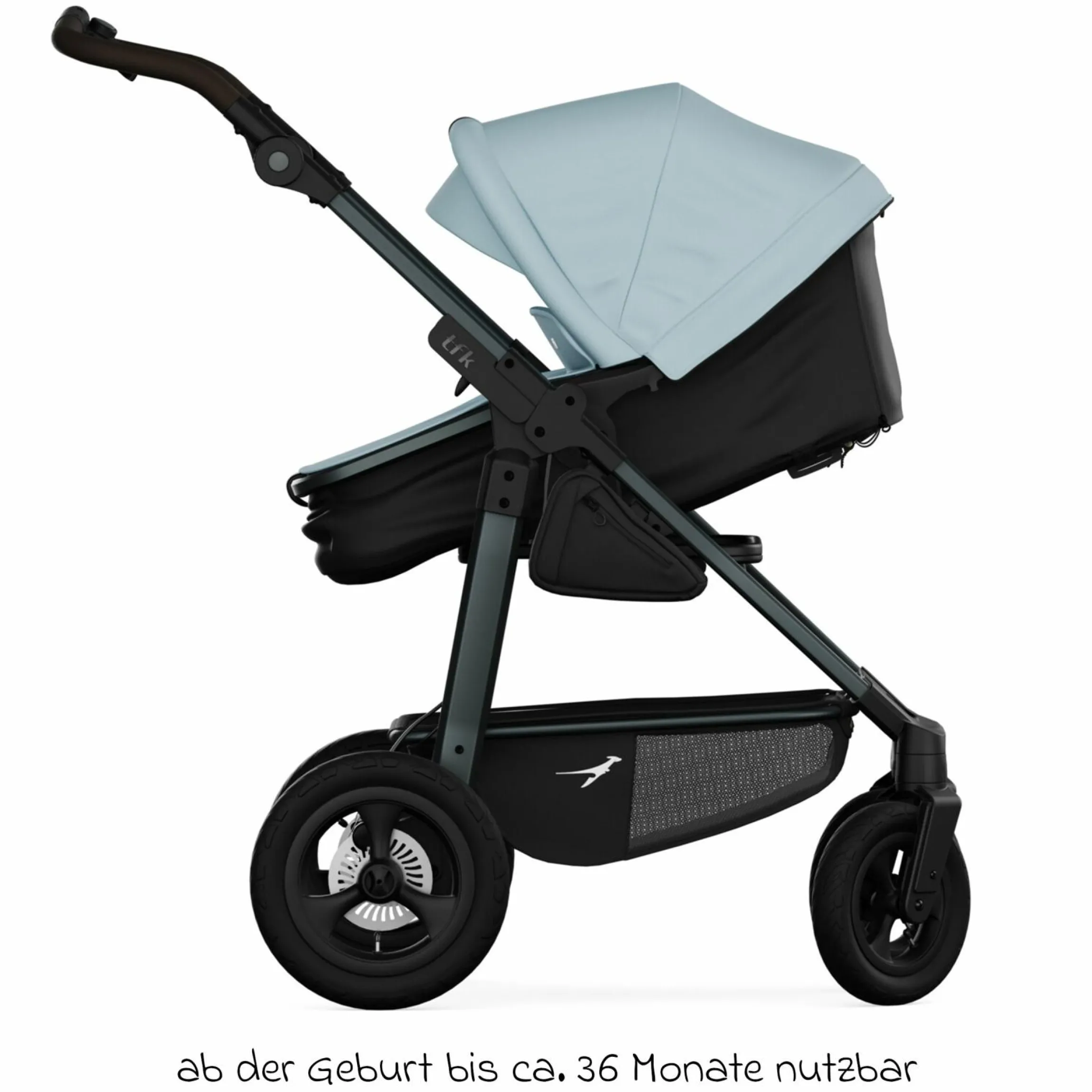 Kombi-Kinderwagen Mono 4 Luftreifen inkl. Kombi-Einheit (Babywanne+Sitz) mit Liegeposition & XXL Zubehörpaket - Blau