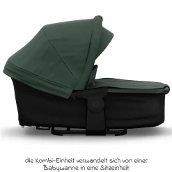 Kombi-Kinderwagen Mono 4 Luftreifen inkl. Kombi-Einheit (Babywanne+Sitz) mit Liegeposition & XXL Zubehörpaket - Olive