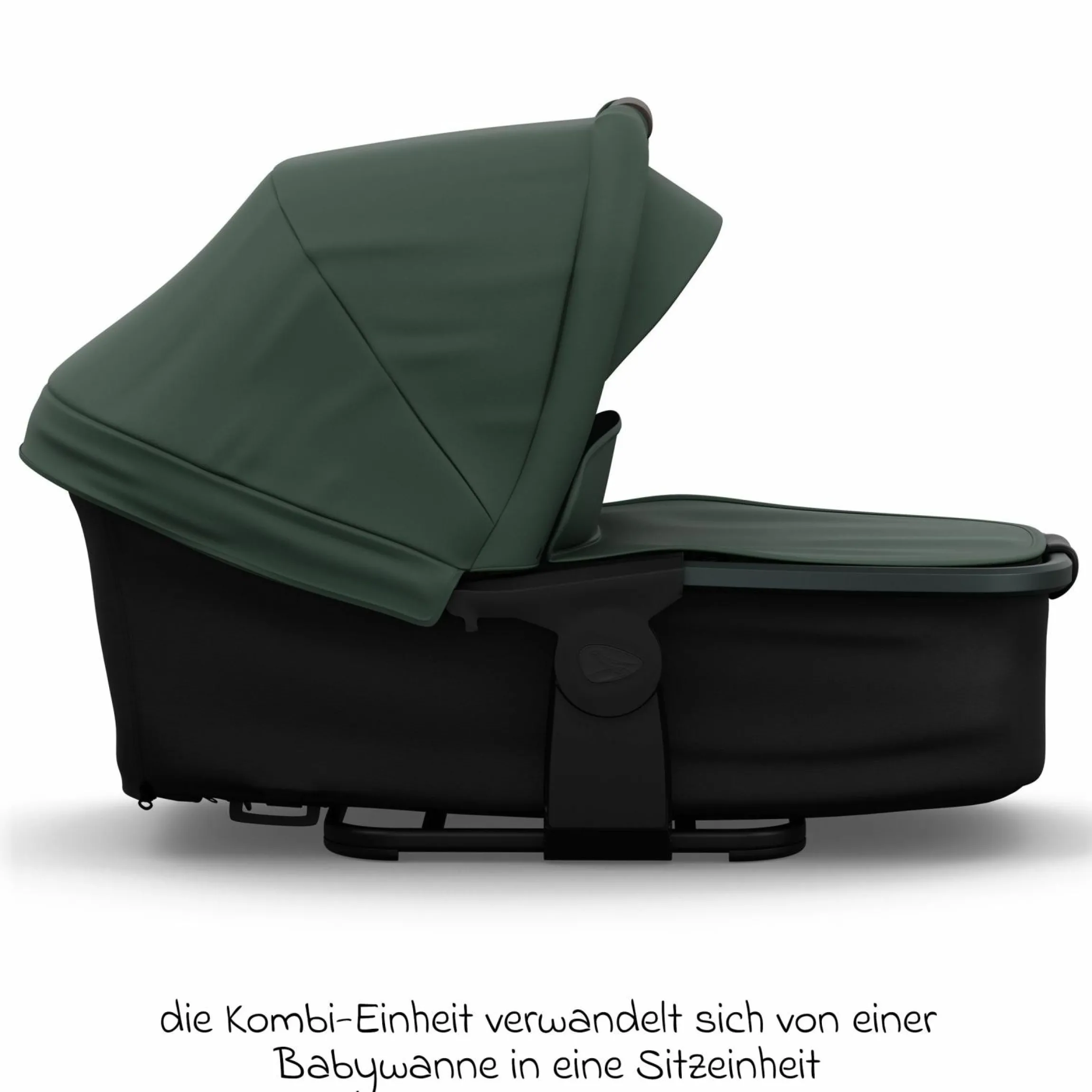 Kombi-Kinderwagen Mono 4 Luftreifen inkl. Kombi-Einheit (Babywanne+Sitz) mit Liegeposition & XXL Zubehörpaket - Olive