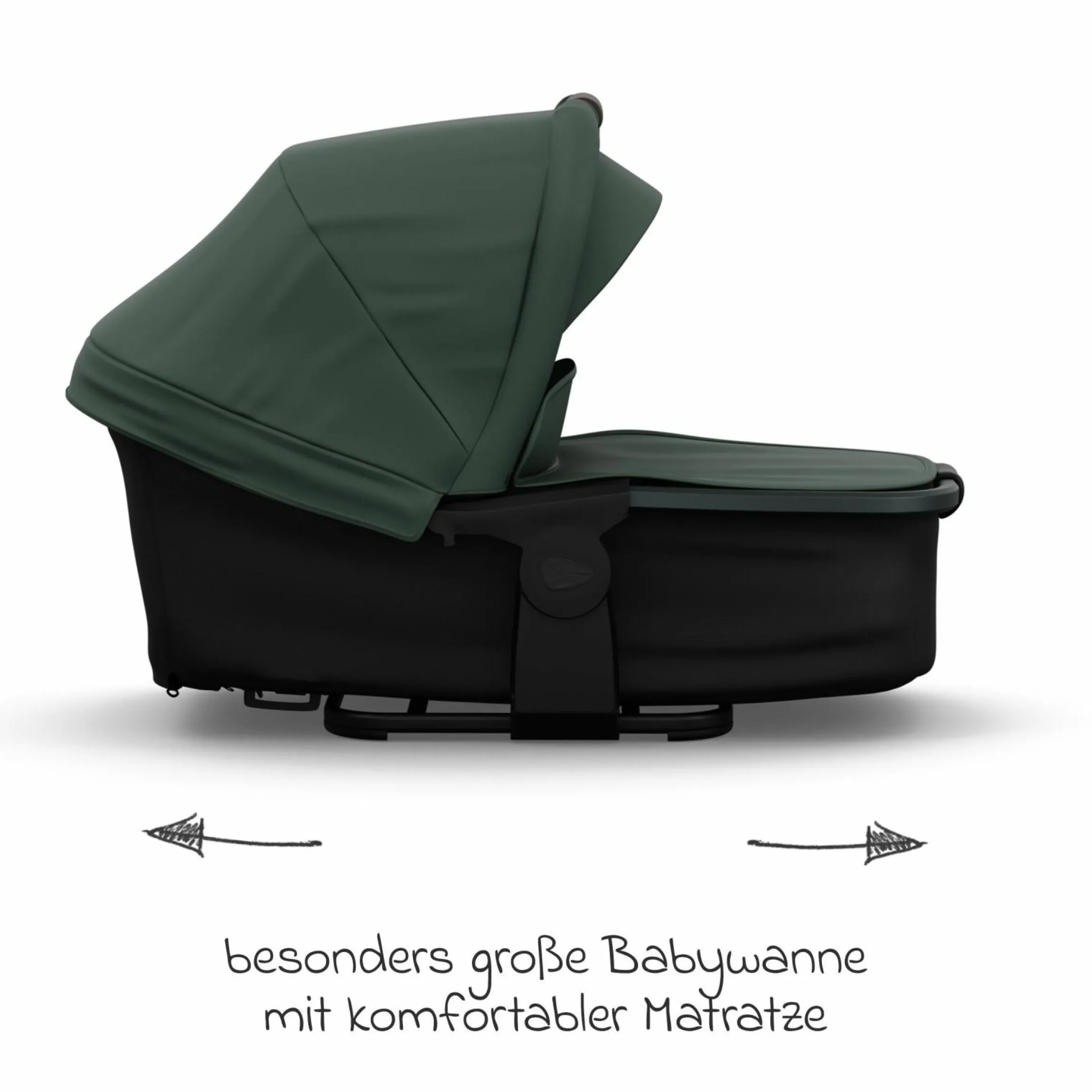 Kombi-Kinderwagen Mono 4 Luftreifen inkl. Kombi-Einheit (Babywanne+Sitz) mit Liegeposition & XXL Zubehörpaket - Olive