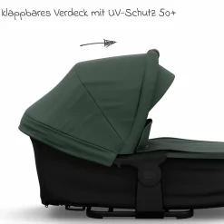 Kombi-Kinderwagen Mono 4 Luftreifen inkl. Kombi-Einheit (Babywanne+Sitz) mit Liegeposition & XXL Zubehörpaket - Olive