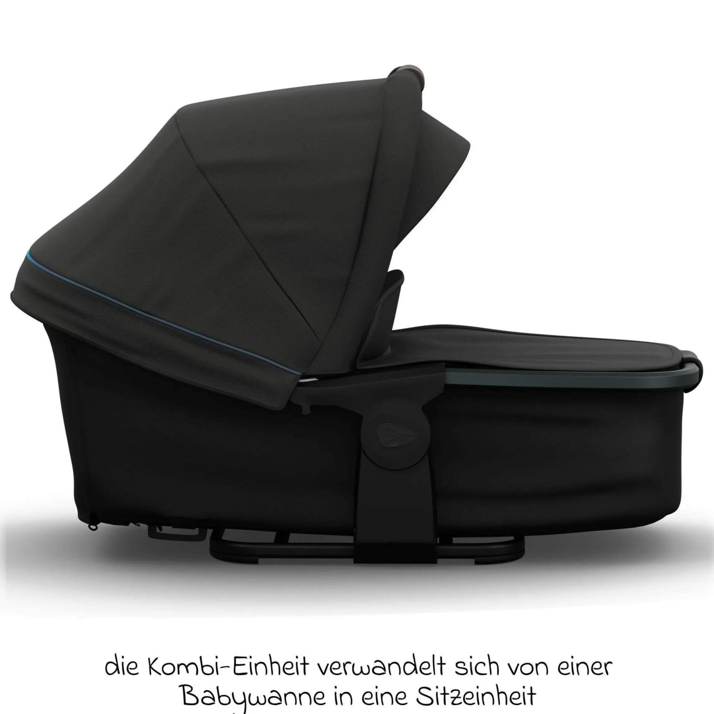 Kombi-Kinderwagen Mono 4 Luftreifen inkl. Kombi-Einheit (Babywanne+Sitz) mit Liegeposition & XXL Zubehörpaket - Anthrazit