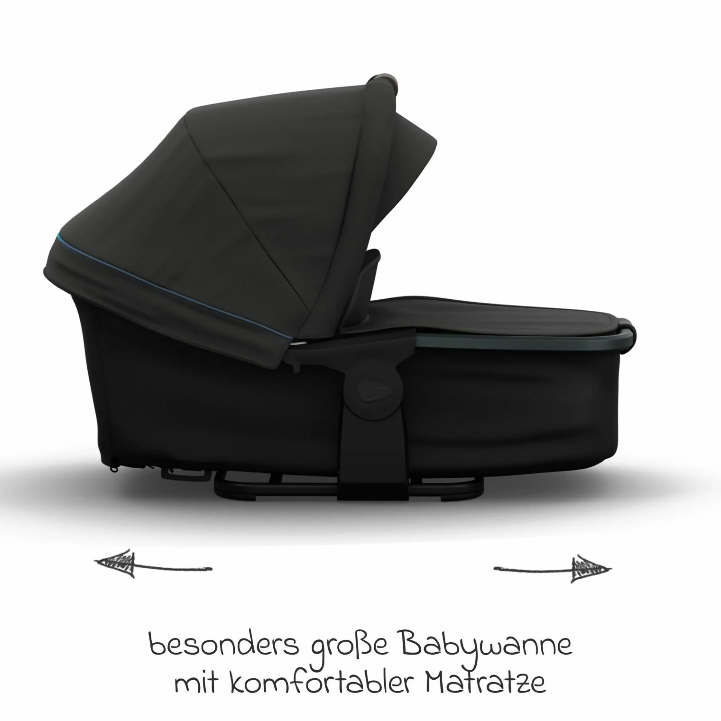 Kombi-Kinderwagen Mono 4 Luftreifen inkl. Kombi-Einheit (Babywanne+Sitz) mit Liegeposition & XXL Zubehörpaket - Anthrazit