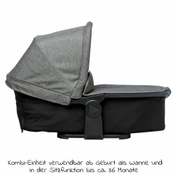 Kombi-Kinderwagen Mono 2 Luftreifen inkl. Kombi-Einheit (Babywanne+Sitz) mit Liegeposition & XXL Zubehörpaket - Pr. Grau