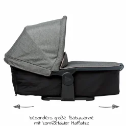 Kombi-Kinderwagen Mono 2 Luftreifen inkl. Kombi-Einheit (Babywanne+Sitz) mit Liegeposition & XXL Zubehörpaket - Pr. Grau
