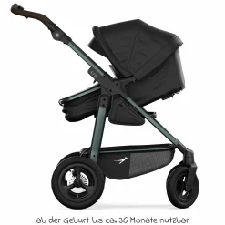 Kombi-Kinderwagen Mono 4 Luftreifen inkl. Kombi-Einheit (Babywanne+Sitz) mit Liegeposition & XXL Zubehörpaket - Schwarz