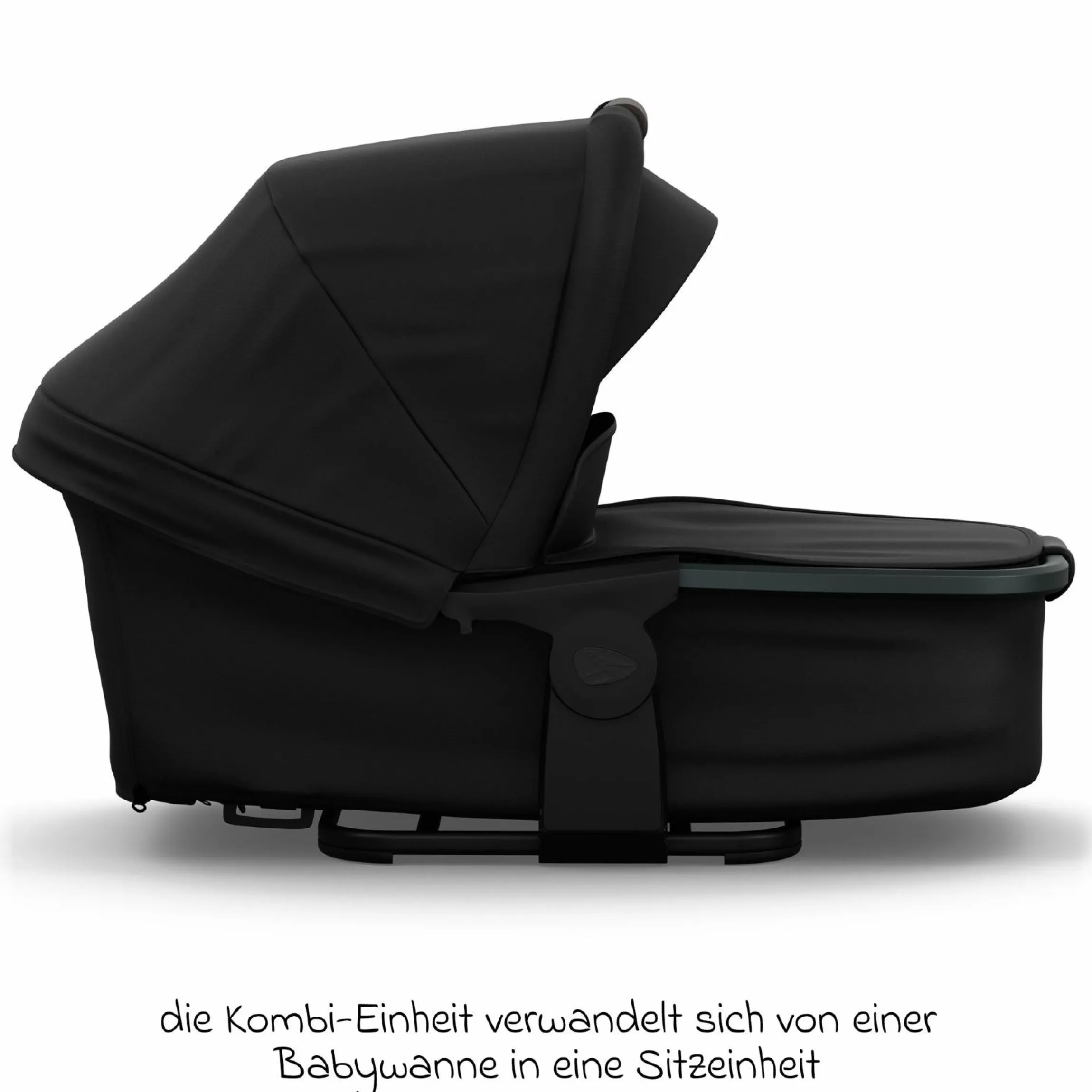 Kombi-Kinderwagen Mono 4 Luftreifen inkl. Kombi-Einheit (Babywanne+Sitz) mit Liegeposition & XXL Zubehörpaket - Schwarz