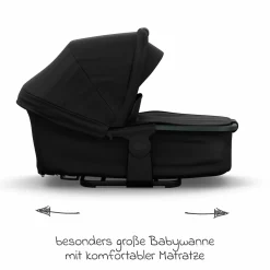 Kombi-Kinderwagen Mono 4 Luftreifen inkl. Kombi-Einheit (Babywanne+Sitz) mit Liegeposition & XXL Zubehörpaket - Schwarz