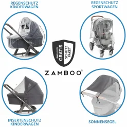 Kombi-Kinderwagen Mono 4 Luftreifen inkl. Kombi-Einheit (Babywanne+Sitz) mit Liegeposition & XXL Zubehörpaket - Sand