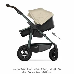 Kombi-Kinderwagen Mono 4 Luftreifen inkl. Kombi-Einheit (Babywanne+Sitz) mit Liegeposition & XXL Zubehörpaket - Sand