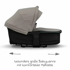 Kombi-Kinderwagen Mono 4 Luftreifen inkl. Kombi-Einheit (Babywanne+Sitz) mit Liegeposition & XXL Zubehörpaket - Sand