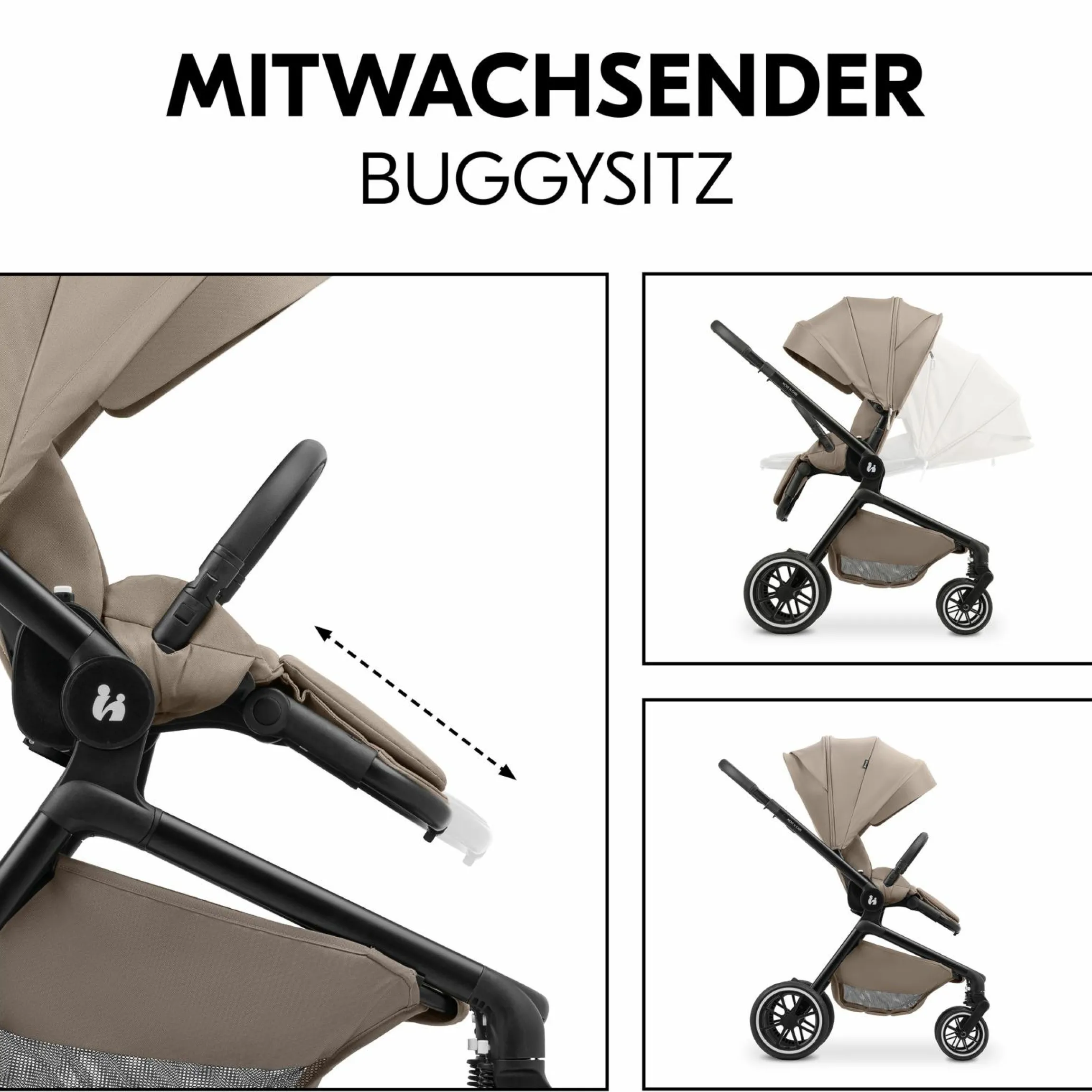 Kombi-Kinderwagen Move N Care Set - inkl. Babywanne und Sportsitz - Mocha