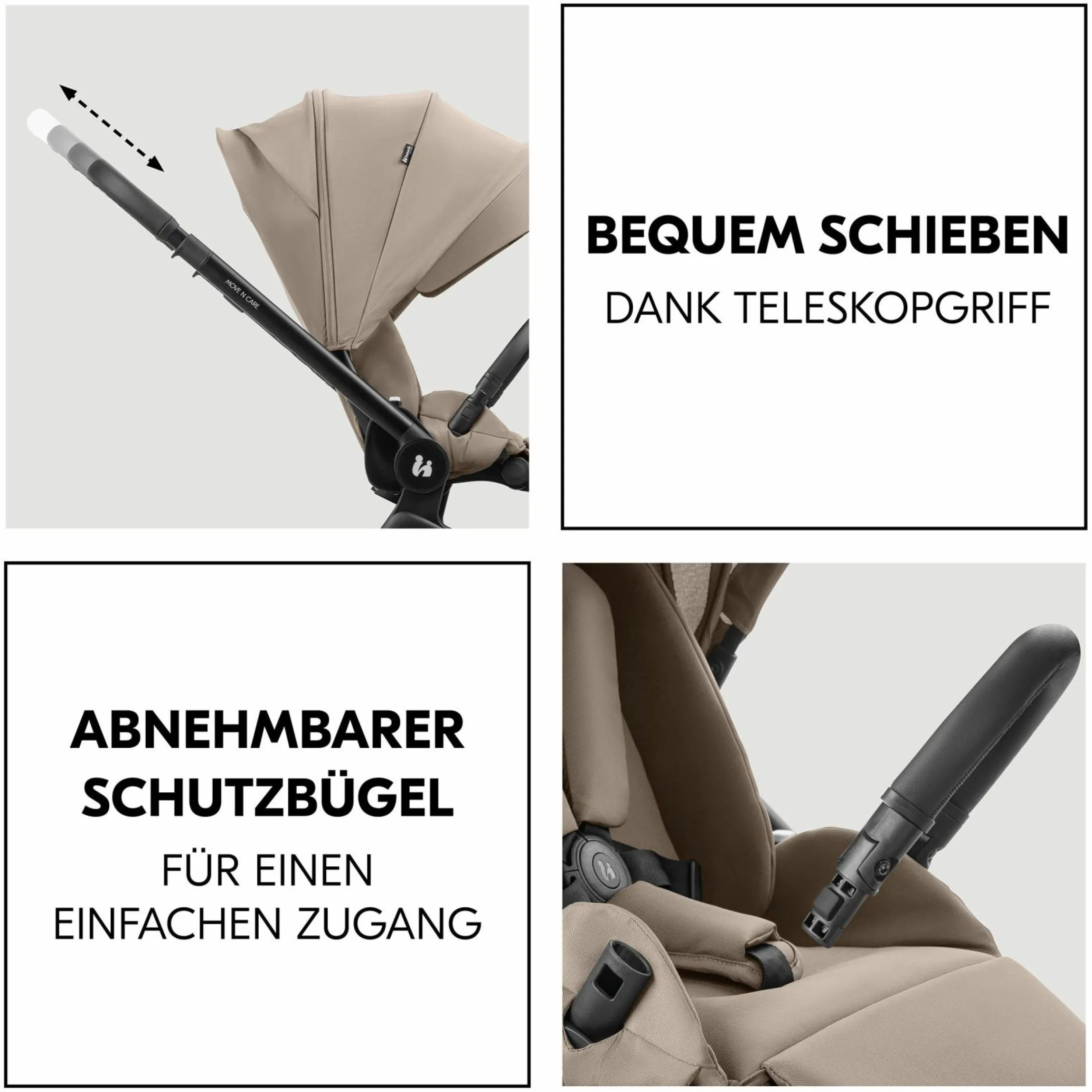 Kombi-Kinderwagen Move N Care Set - inkl. Babywanne und Sportsitz - Mocha