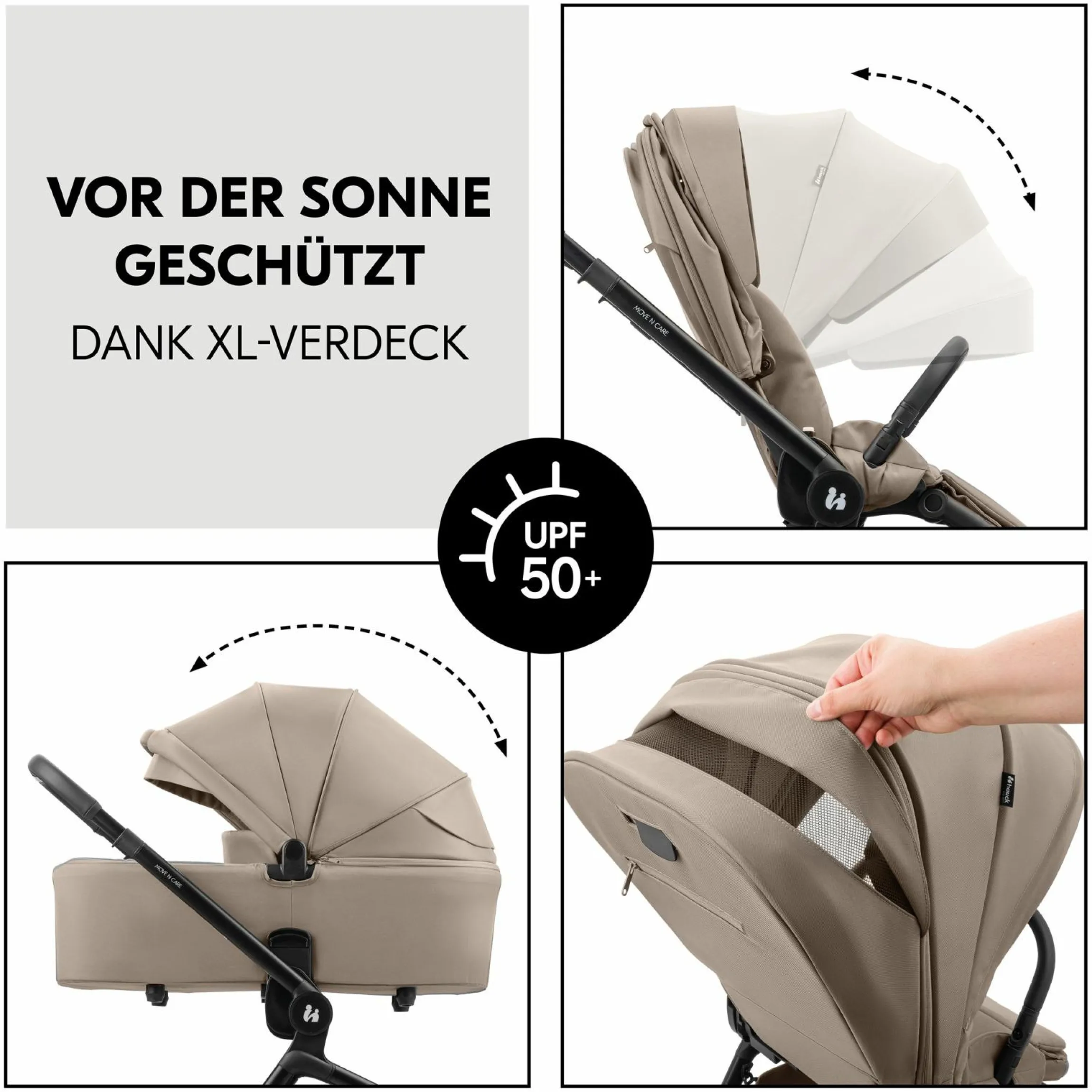 Kombi-Kinderwagen Move N Care Set - inkl. Babywanne und Sportsitz - Mocha