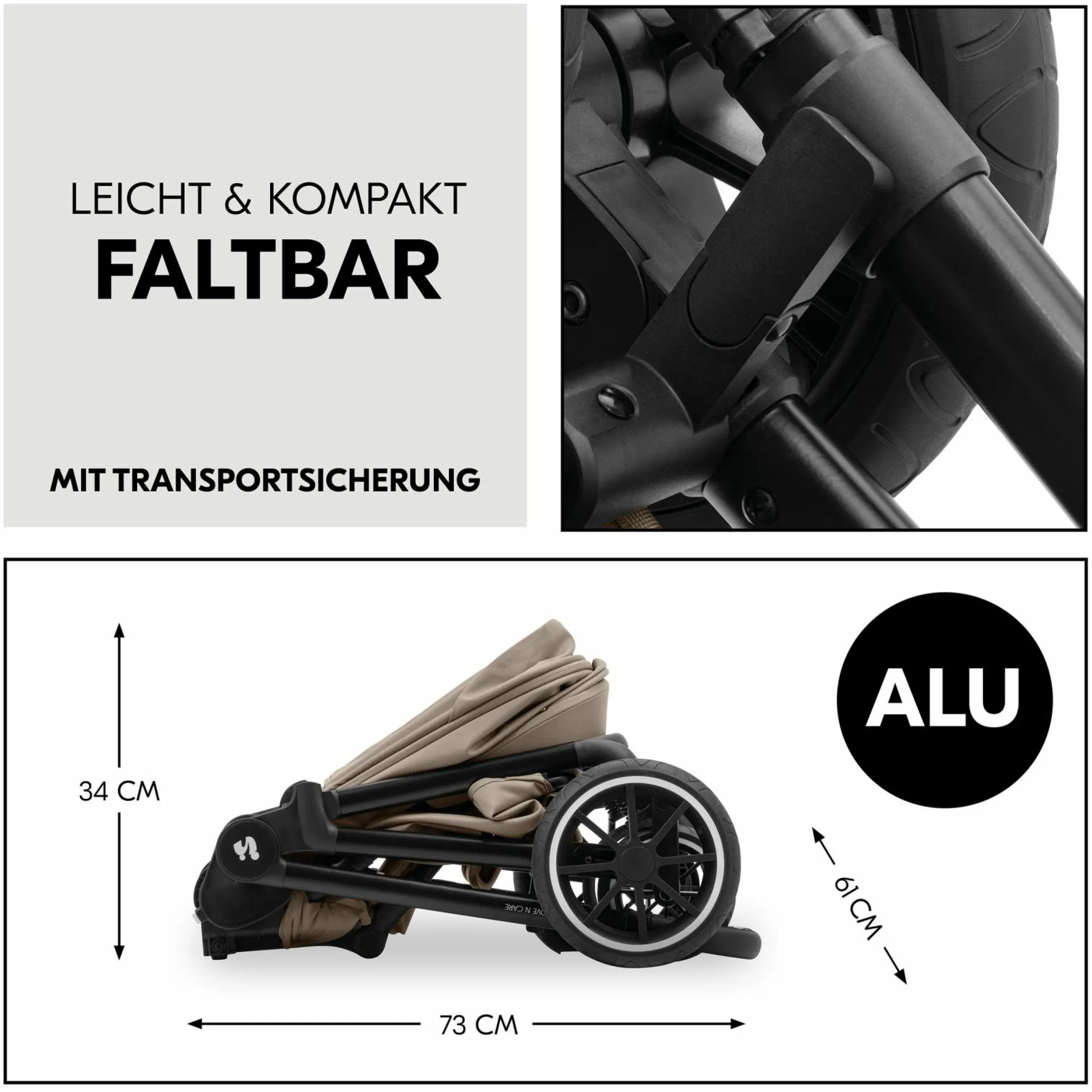 Kombi-Kinderwagen Move N Care Set - inkl. Babywanne und Sportsitz - Mocha