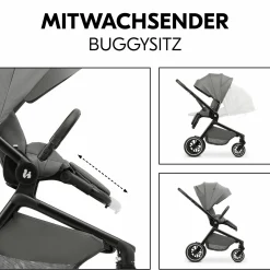 Kombi-Kinderwagen Move N Care Set - inkl. Babywanne und Sportsitz - Dark Grey