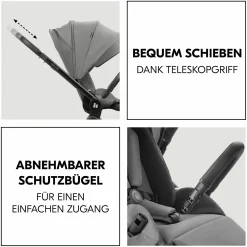 Kombi-Kinderwagen Move N Care Set - inkl. Babywanne und Sportsitz - Dark Grey