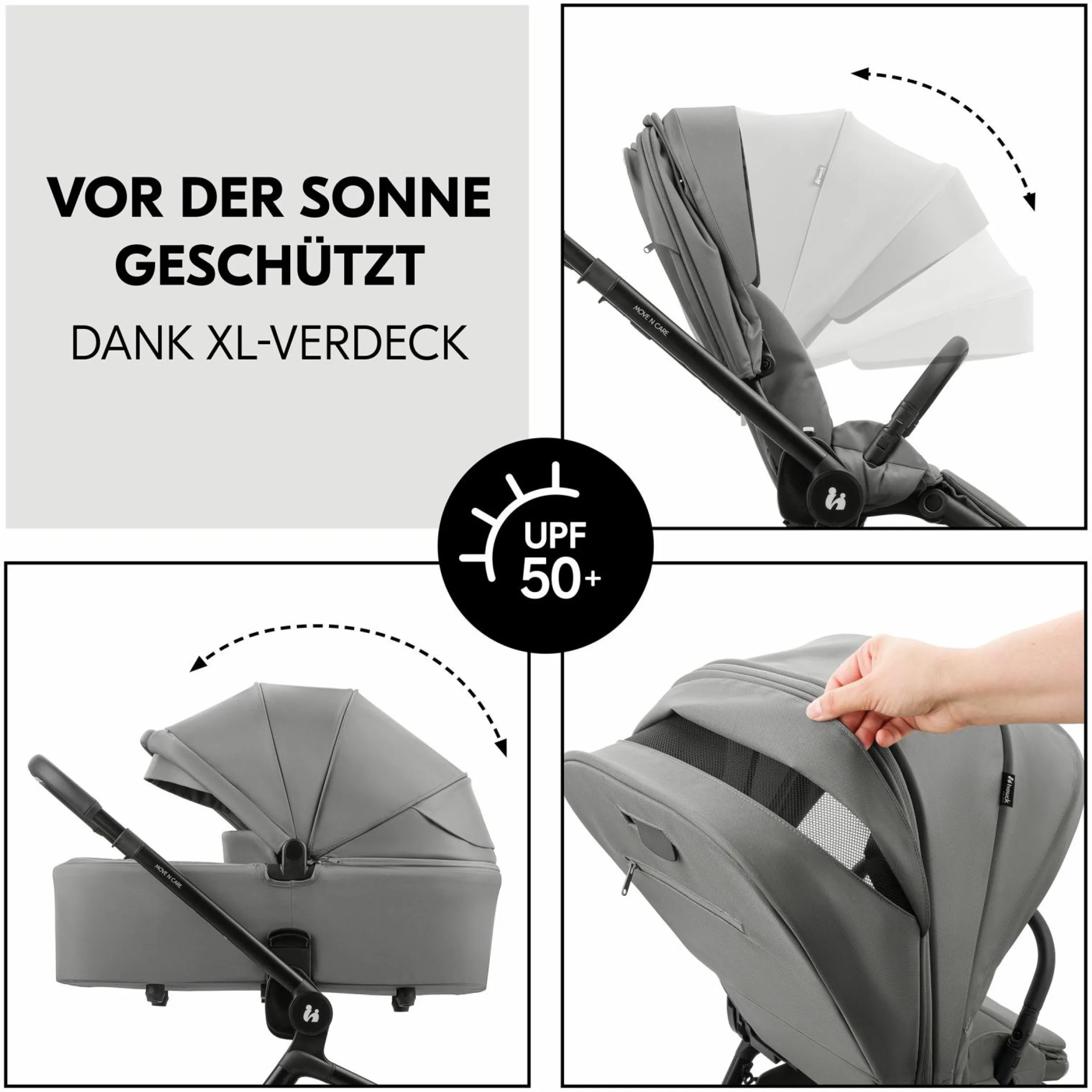 Kombi-Kinderwagen Move N Care Set - inkl. Babywanne und Sportsitz - Dark Grey