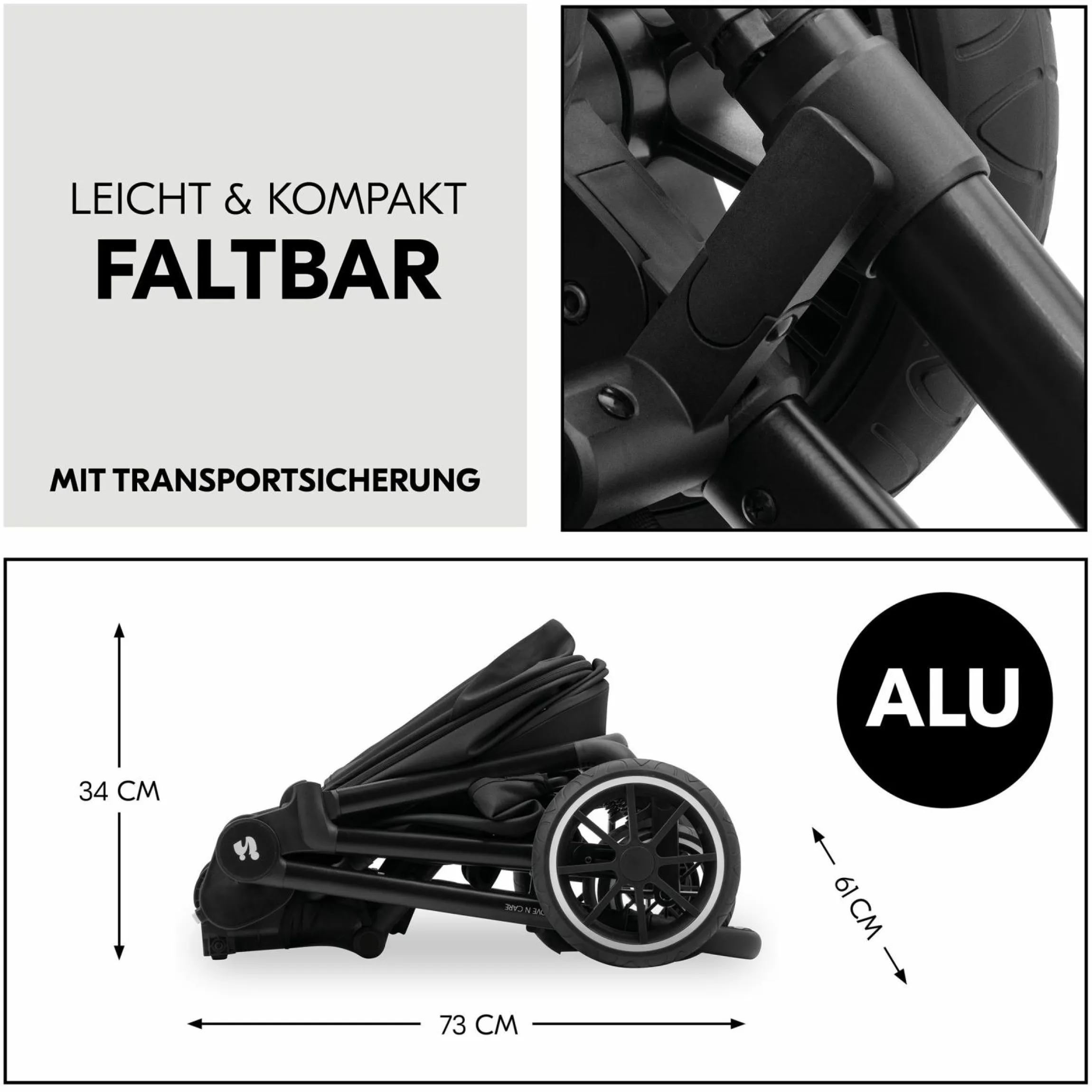 Kombi-Kinderwagen Move N Care Set - inkl. Babywanne und Sportsitz - Black