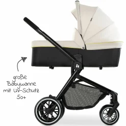 Kombi-Kinderwagen Move so Simply Set inkl. Babywanne & Sportsitz - mit Liegefunktion - Beige Neon
