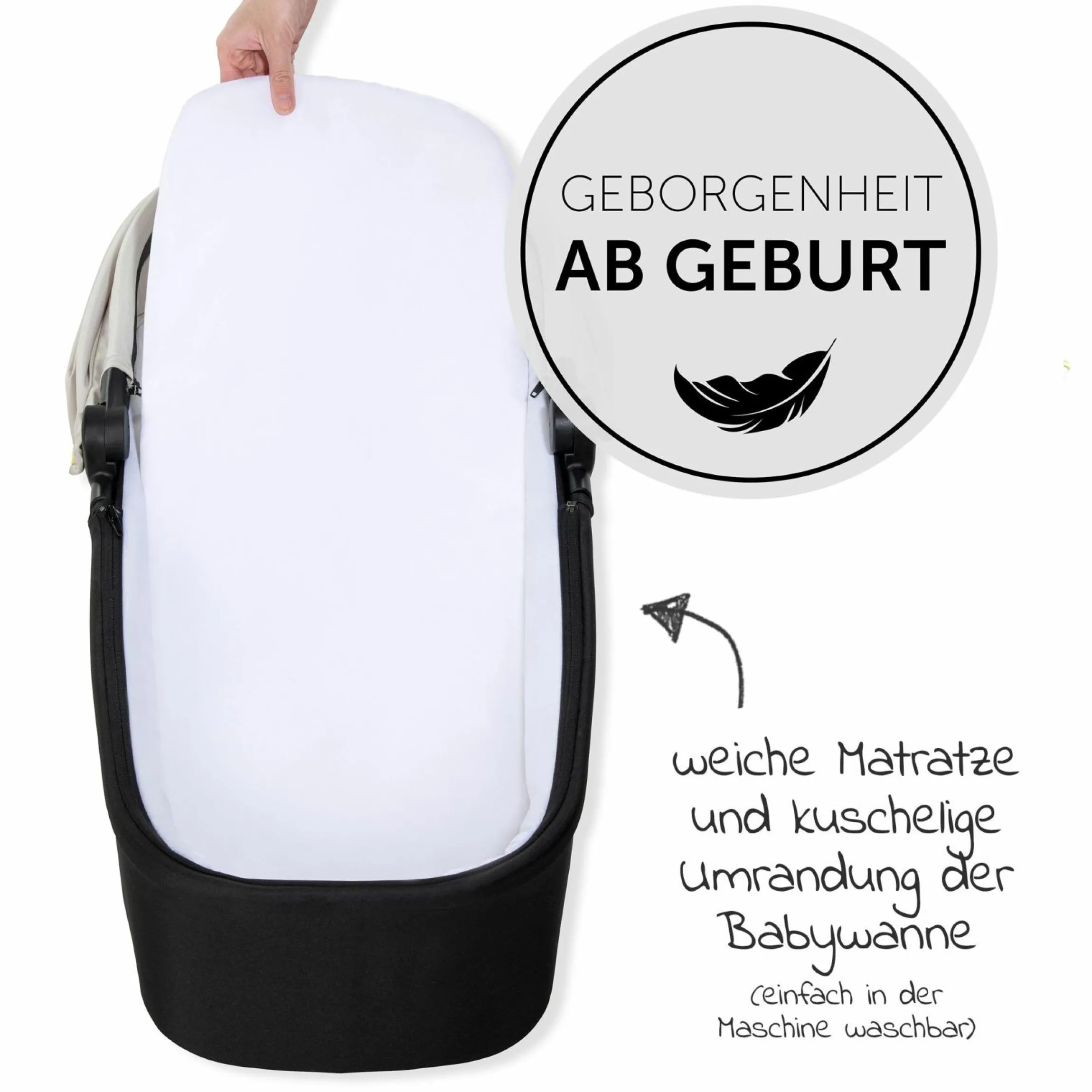 Kombi-Kinderwagen Move so Simply Set inkl. Babywanne & Sportsitz - mit Liegefunktion - Beige Neon