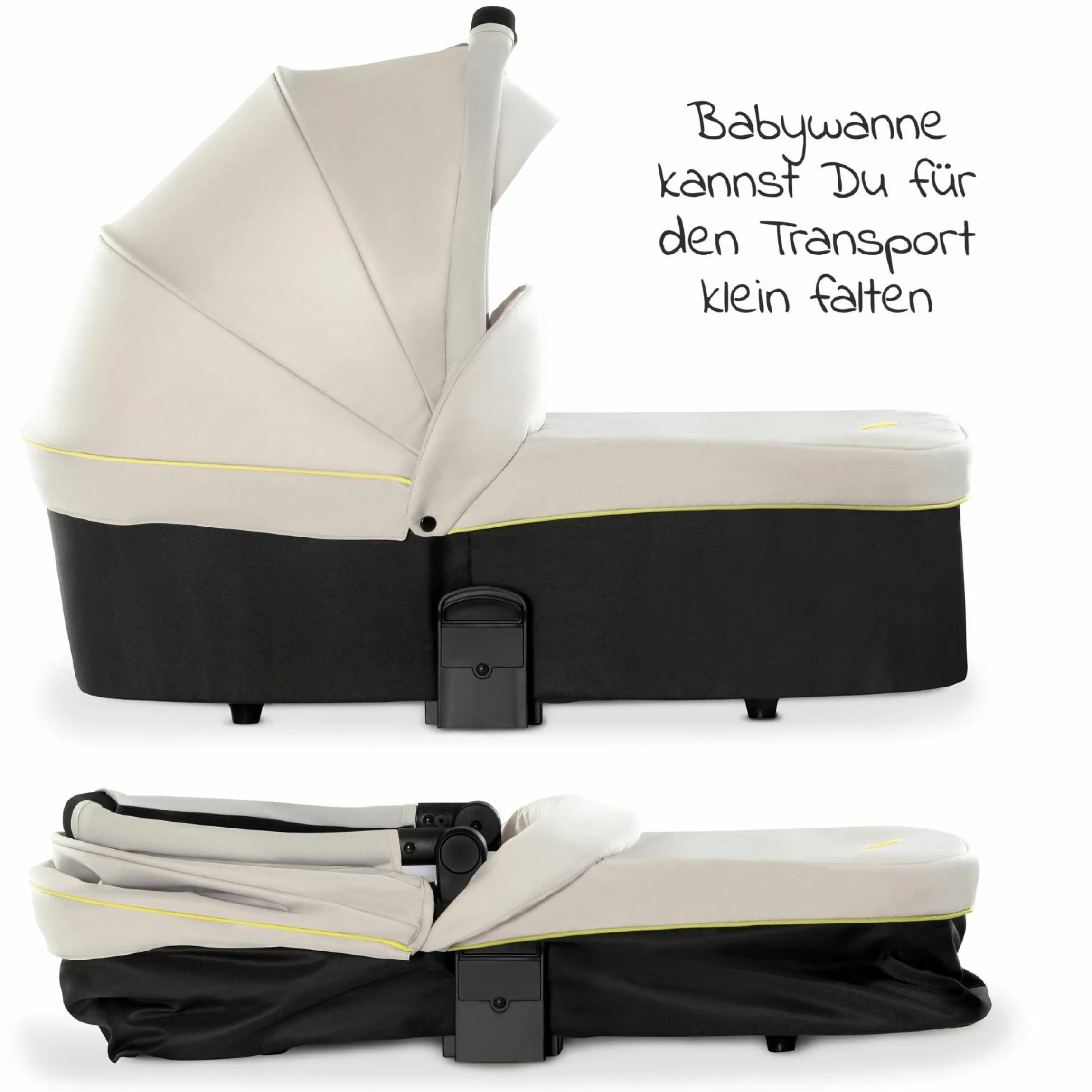 Kombi-Kinderwagen Move so Simply Set inkl. Babywanne & Sportsitz - mit Liegefunktion - Beige Neon