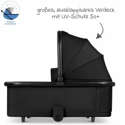 Kombi-Kinderwagen S Three bis 22 kg mit Babywanne, Sportsitz, Teleskopschieber & Adapter - Black