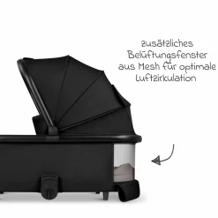 Kombi-Kinderwagen S Three bis 22 kg mit Babywanne, Sportsitz, Teleskopschieber & Adapter - Black