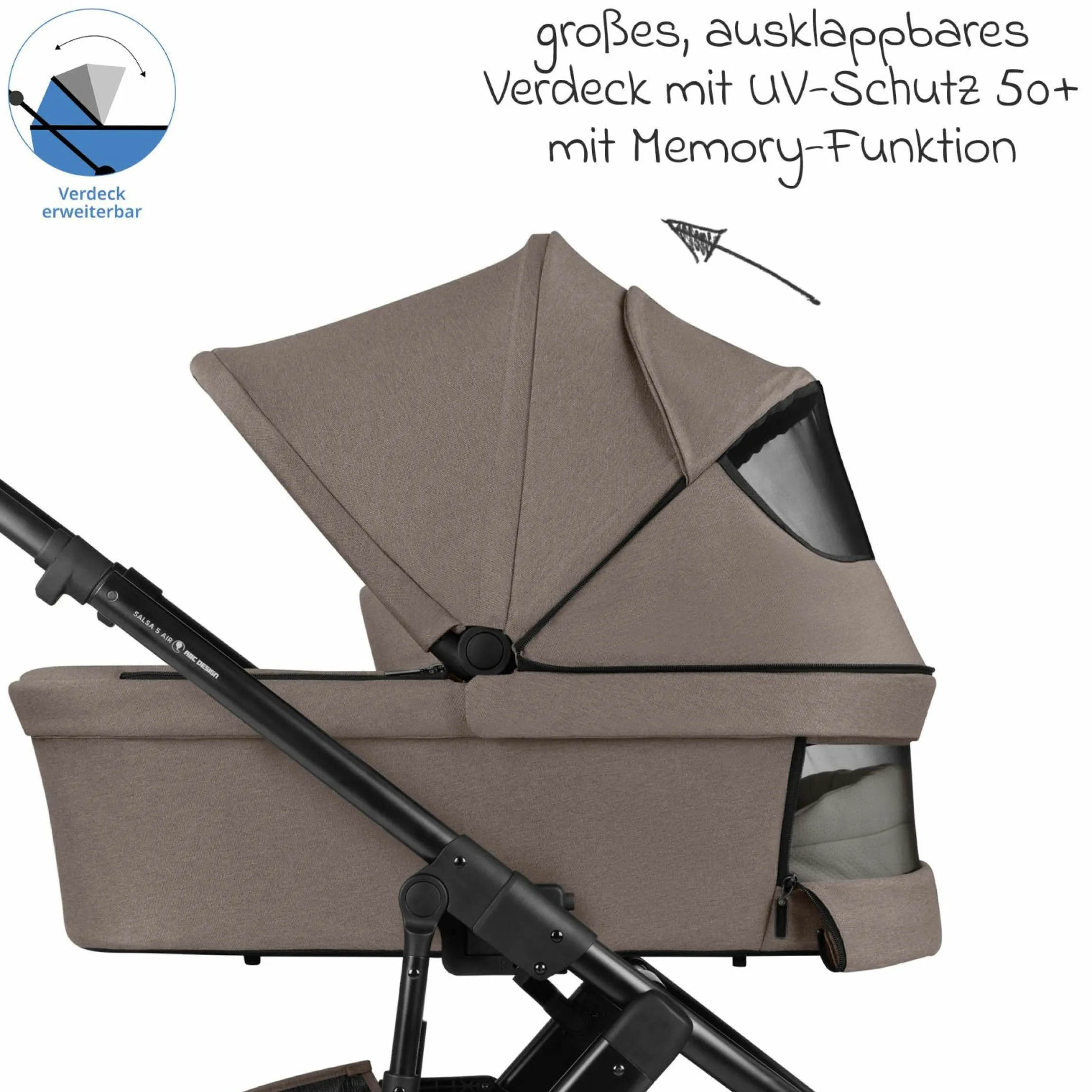 Kombi-Kinderwagen Salsa 5 Air inkl. Babywanne & Sportsitz mit XXL-Zubehörpaket - Pure - Nature - Kollektion 2025