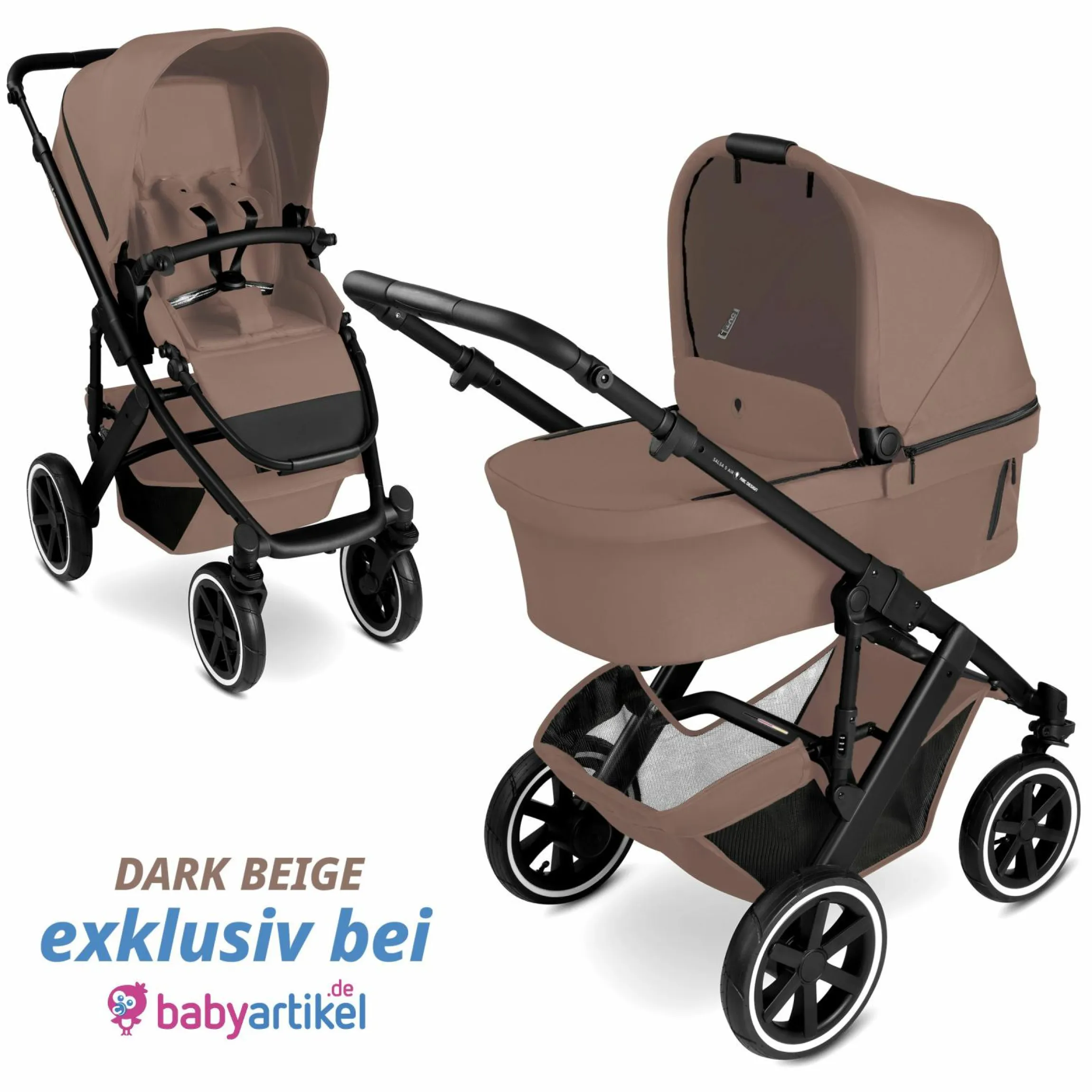 Kombi-Kinderwagen Salsa 5 Air inkl. Babywanne & Sportsitz - Dark Beige