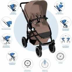 Kombi-Kinderwagen Salsa 5 Air inkl. Babywanne & Sportsitz mit XXL-Zubehörpaket - Dark Beige
