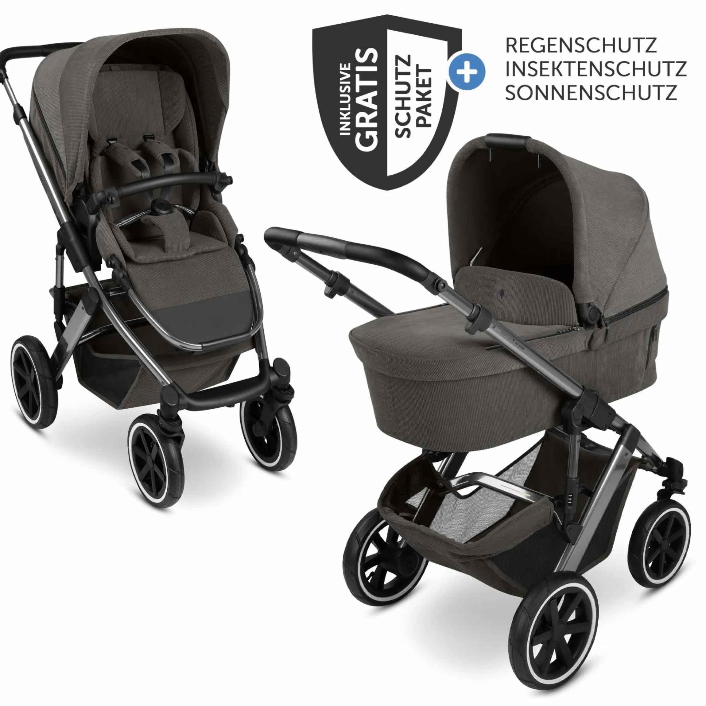 Kombi-Kinderwagen Salsa 5 Air inkl. Babywanne & Sportsitz mit XXL-Zubehörpaket - Almond - Kollektion 2025