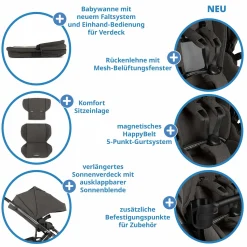 Kombi-Kinderwagen Salsa 5 Air inkl. Babywanne & Sportsitz mit XXL-Zubehörpaket - Almond - Kollektion 2025