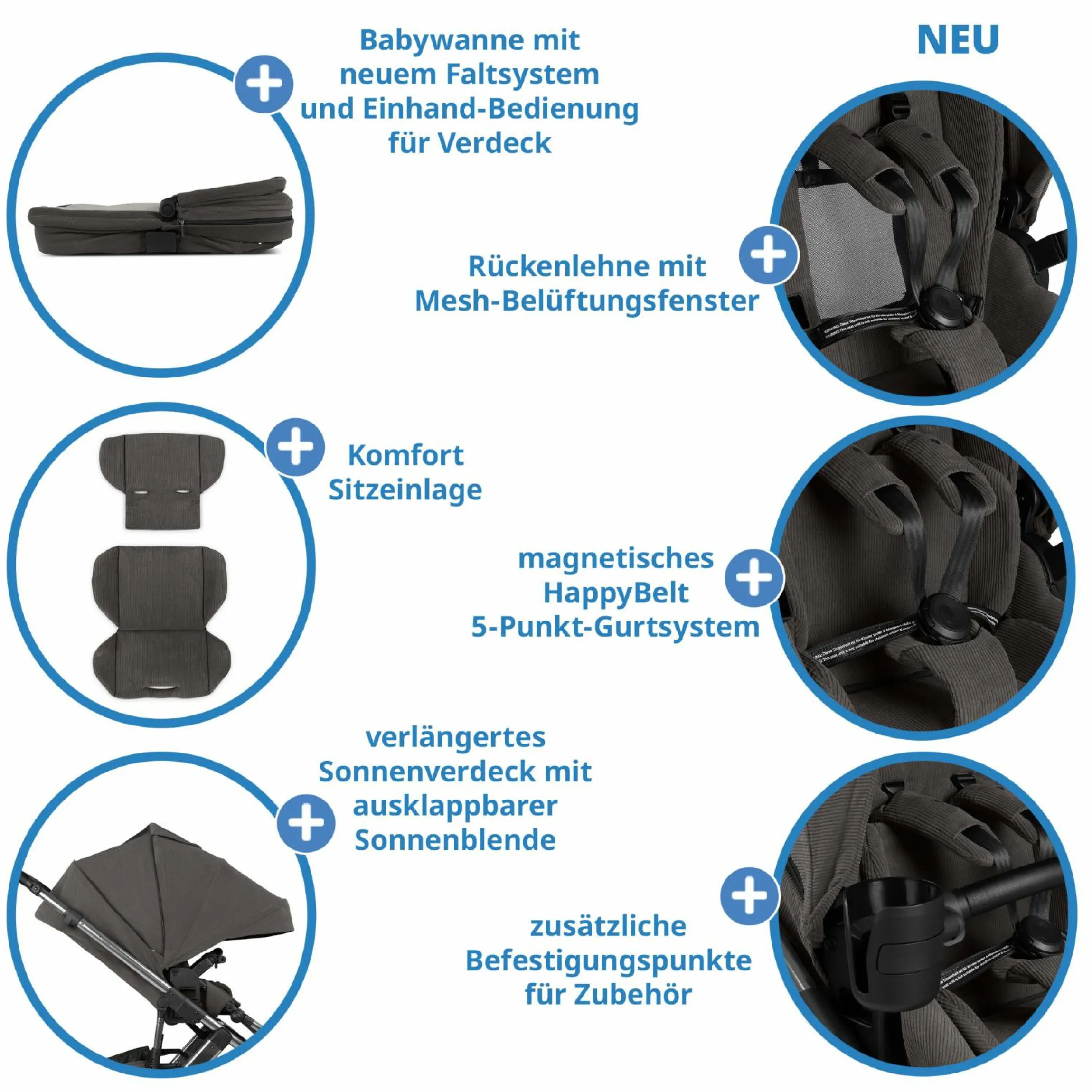 Kombi-Kinderwagen Salsa 5 Air inkl. Babywanne & Sportsitz mit XXL-Zubehörpaket - Almond - Kollektion 2025