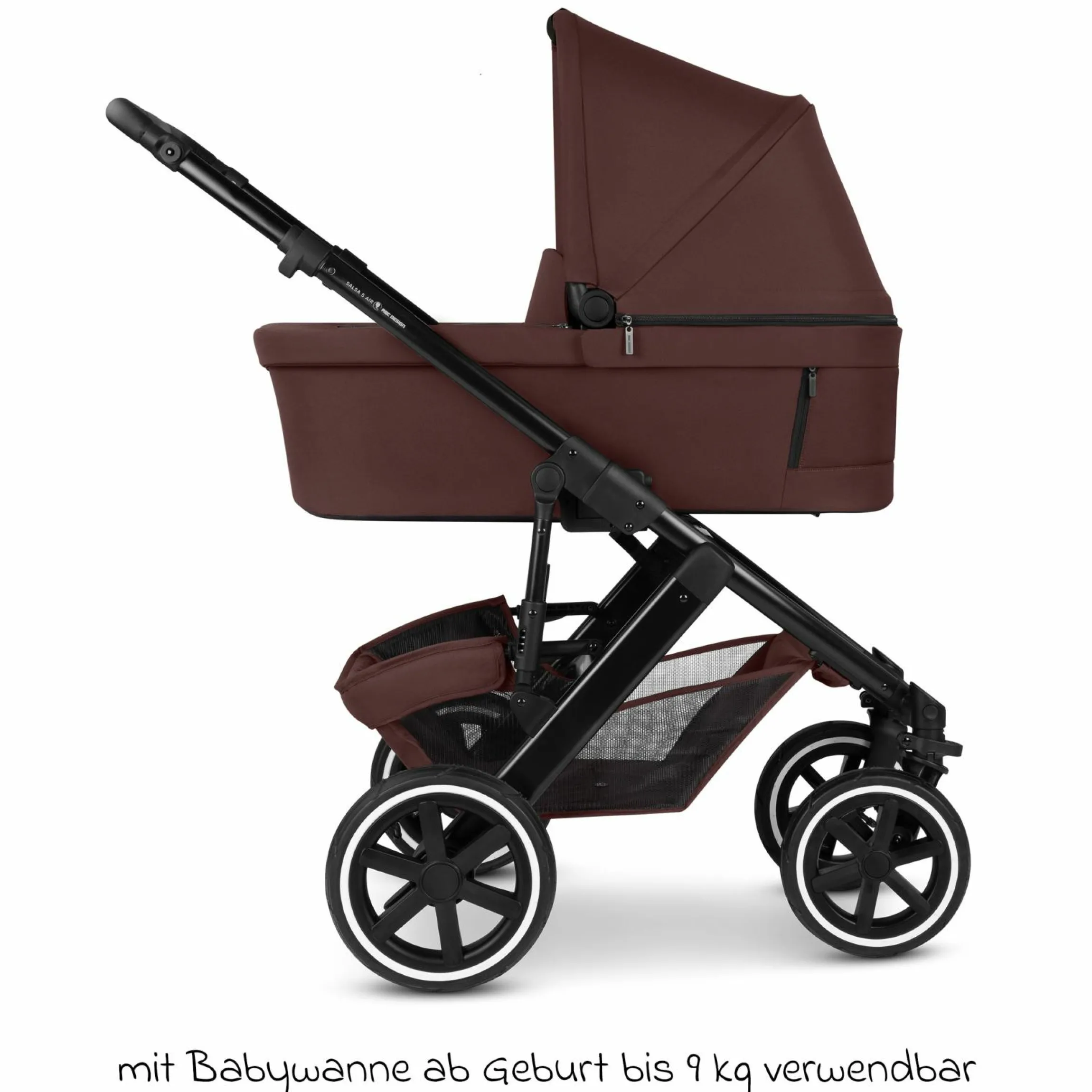 Kombi-Kinderwagen Salsa 5 Air Set inkl. Babywanne, Sportsitz, Wickeltasche Urban, Winterfußsack und zweite Kisseneinlage - Umbra - Kollektion 2025