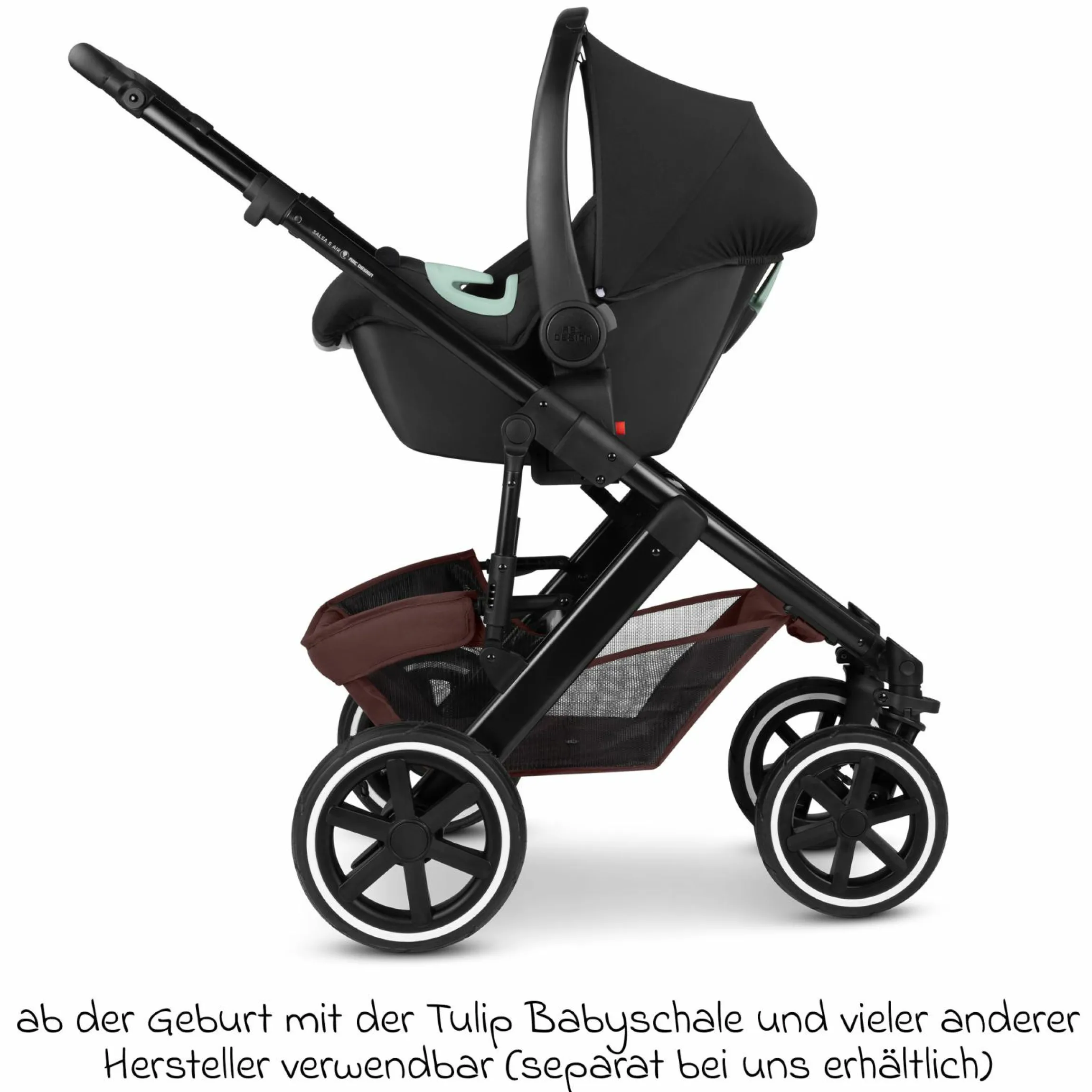 Kombi-Kinderwagen Salsa 5 Air Set inkl. Babywanne, Sportsitz, Wickeltasche Urban, Winterfußsack und zweite Kisseneinlage - Umbra - Kollektion 2025