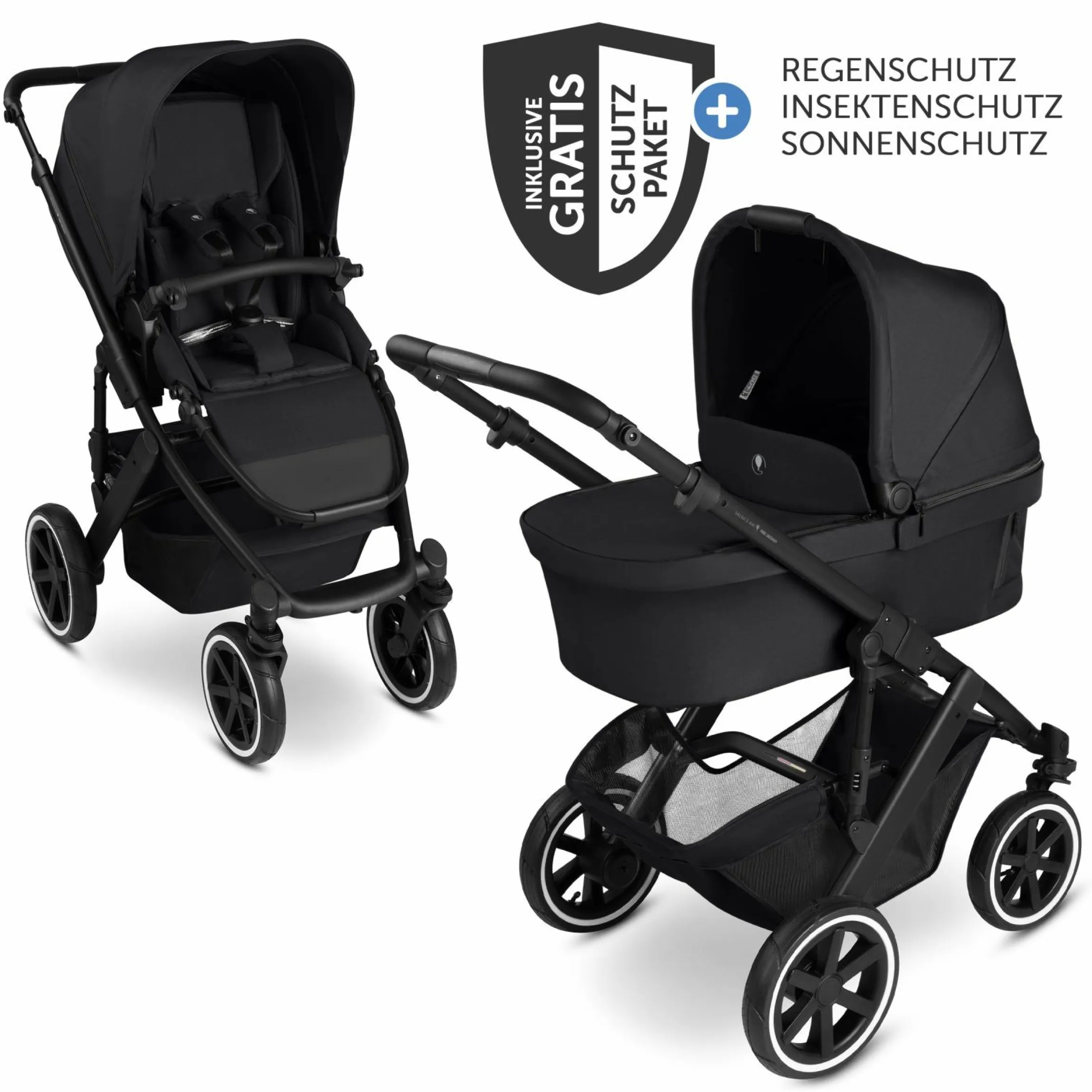 Kombi-Kinderwagen Salsa 5 Air inkl. Babywanne & Sportsitz mit XXL-Zubehörpaket - Pure - Coal - Kollektion 2025