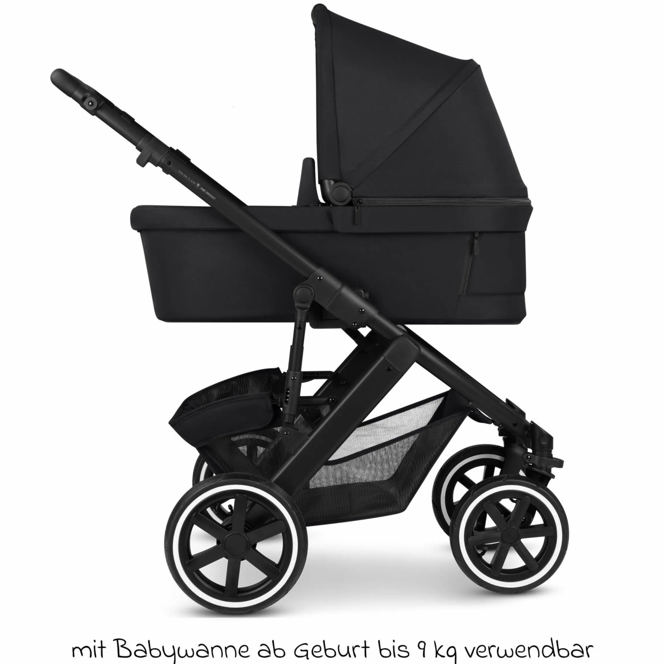 Kombi-Kinderwagen Salsa 5 Air inkl. Babywanne & Sportsitz mit XXL-Zubehörpaket - Pure - Coal - Kollektion 2025