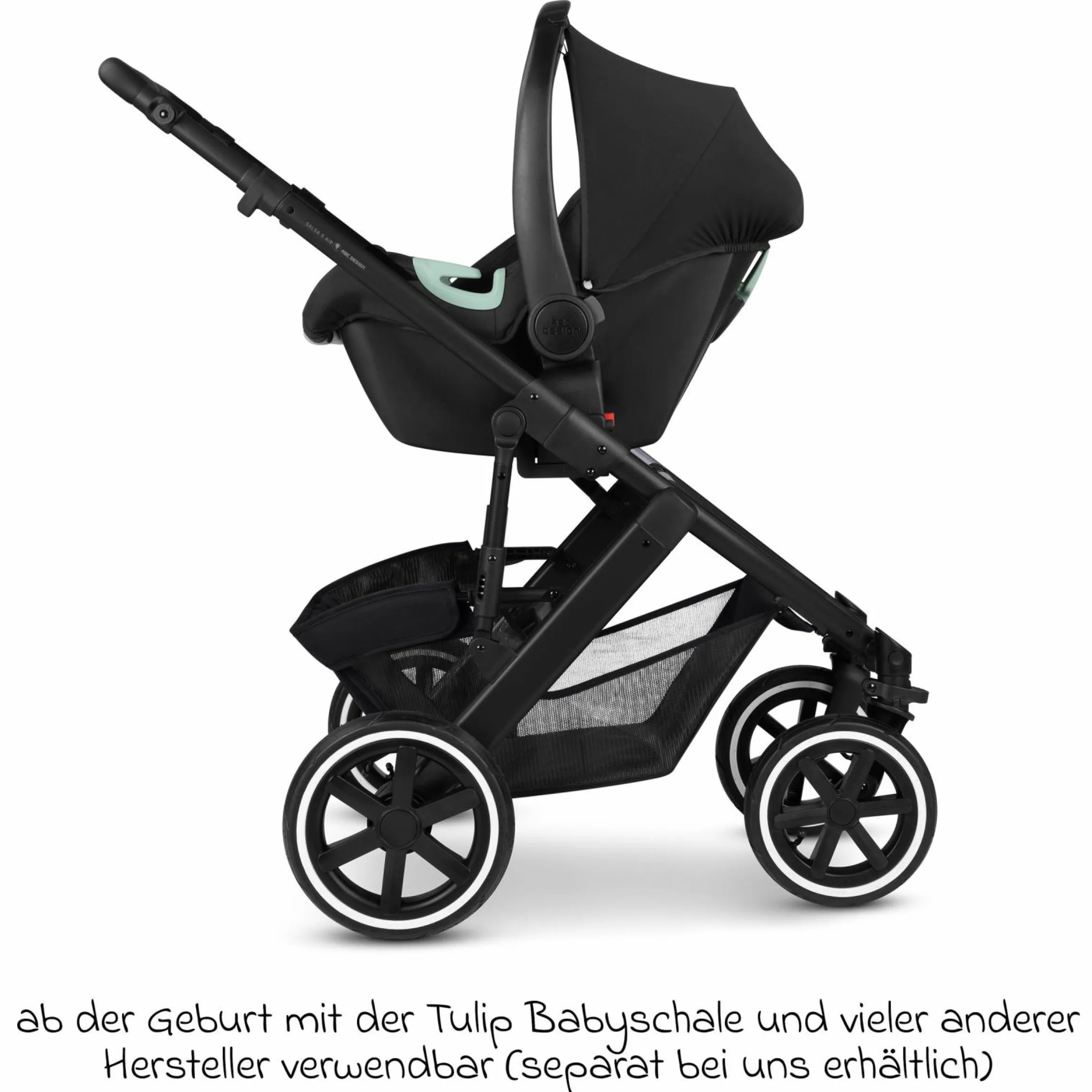 Kombi-Kinderwagen Salsa 5 Air inkl. Babywanne & Sportsitz mit XXL-Zubehörpaket - Pure - Coal - Kollektion 2025