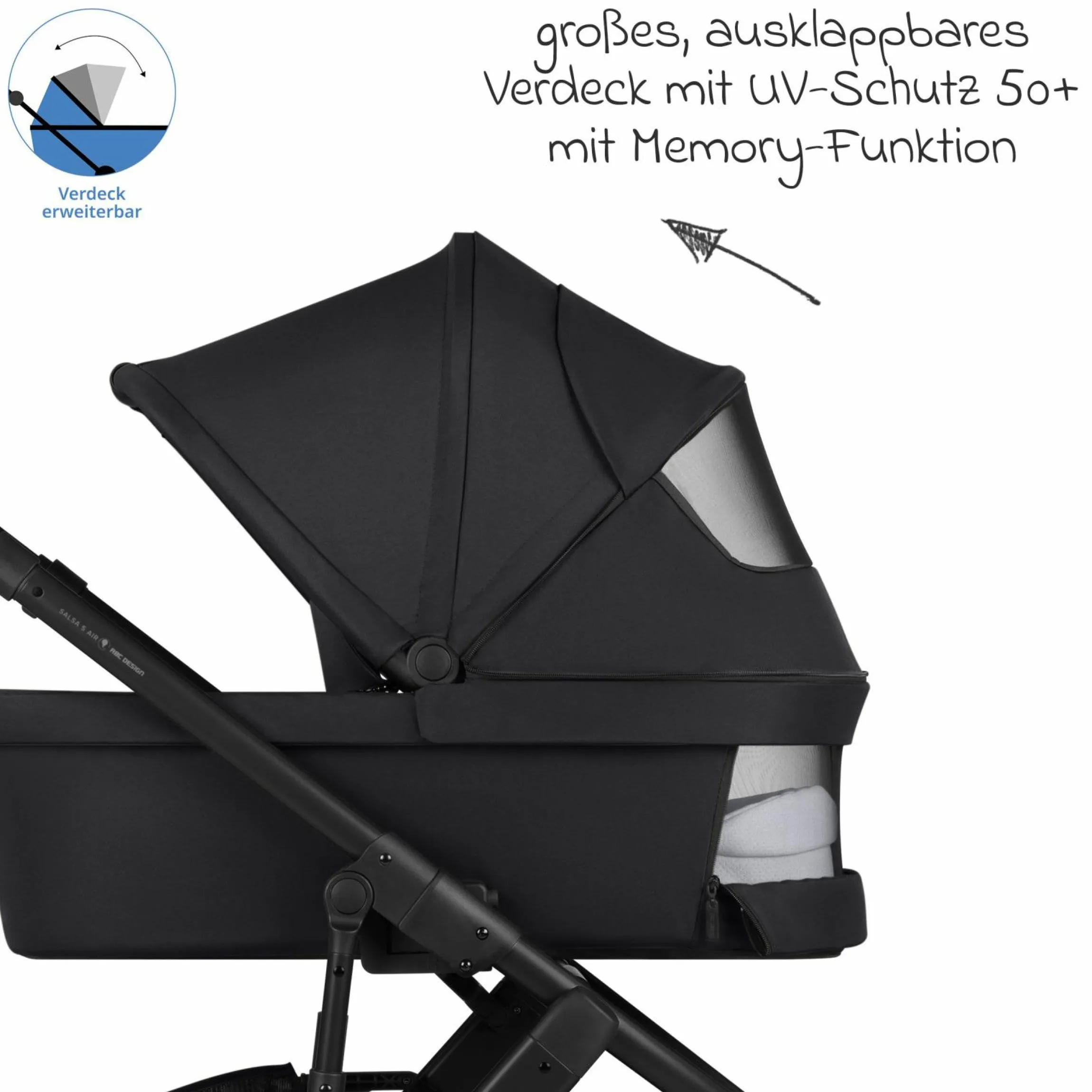 Kombi-Kinderwagen Salsa 5 Air inkl. Babywanne & Sportsitz mit XXL-Zubehörpaket - Pure - Coal - Kollektion 2025