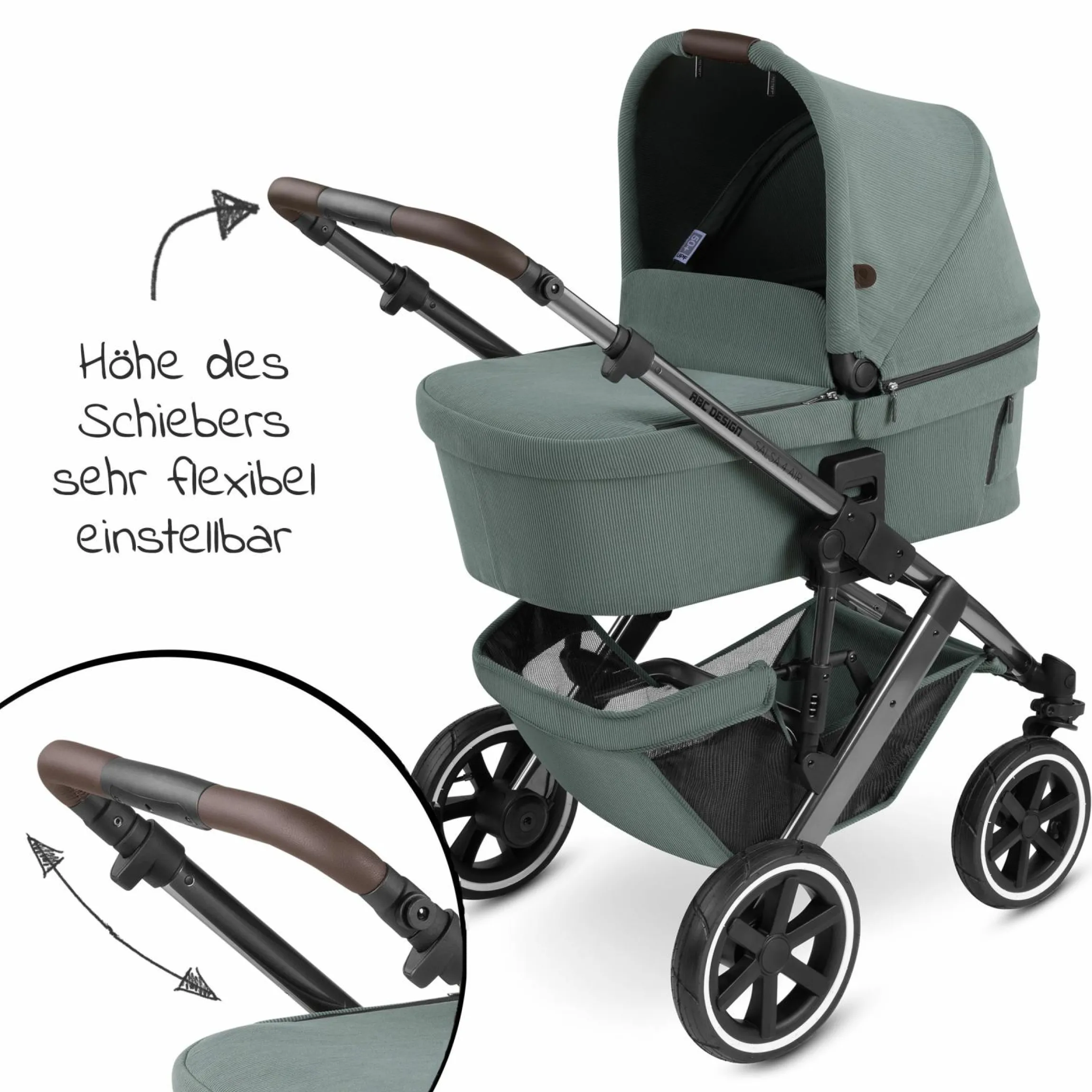 Kombi-Kinderwagen Salsa 4 Air - inkl. Babywanne & Sportsitz - Aloe - Kollektion 2024