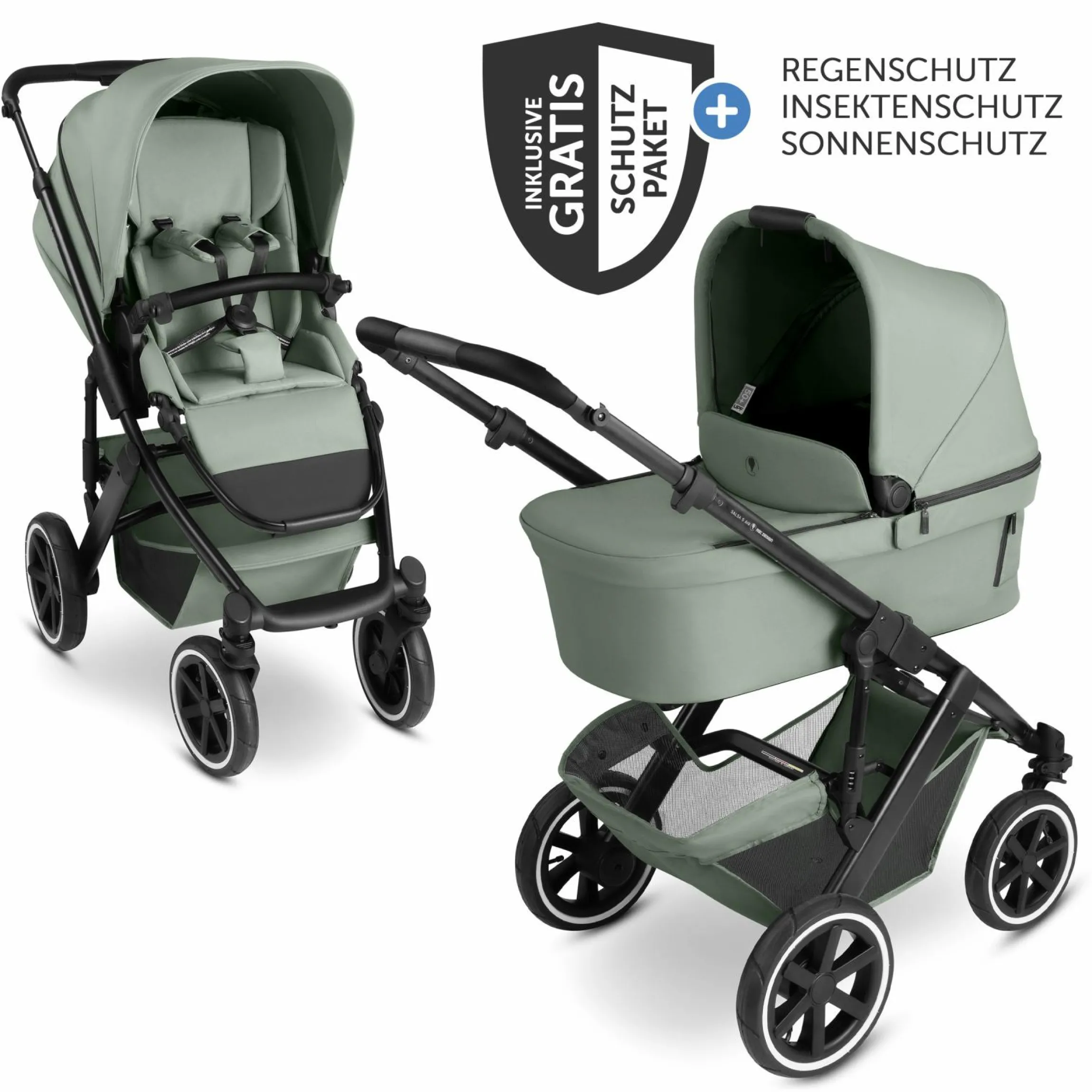 Kombi-Kinderwagen Salsa 5 Air inkl. Babywanne & Sportsitz mit XXL-Zubehörpaket - Pine - Kollektion 2025