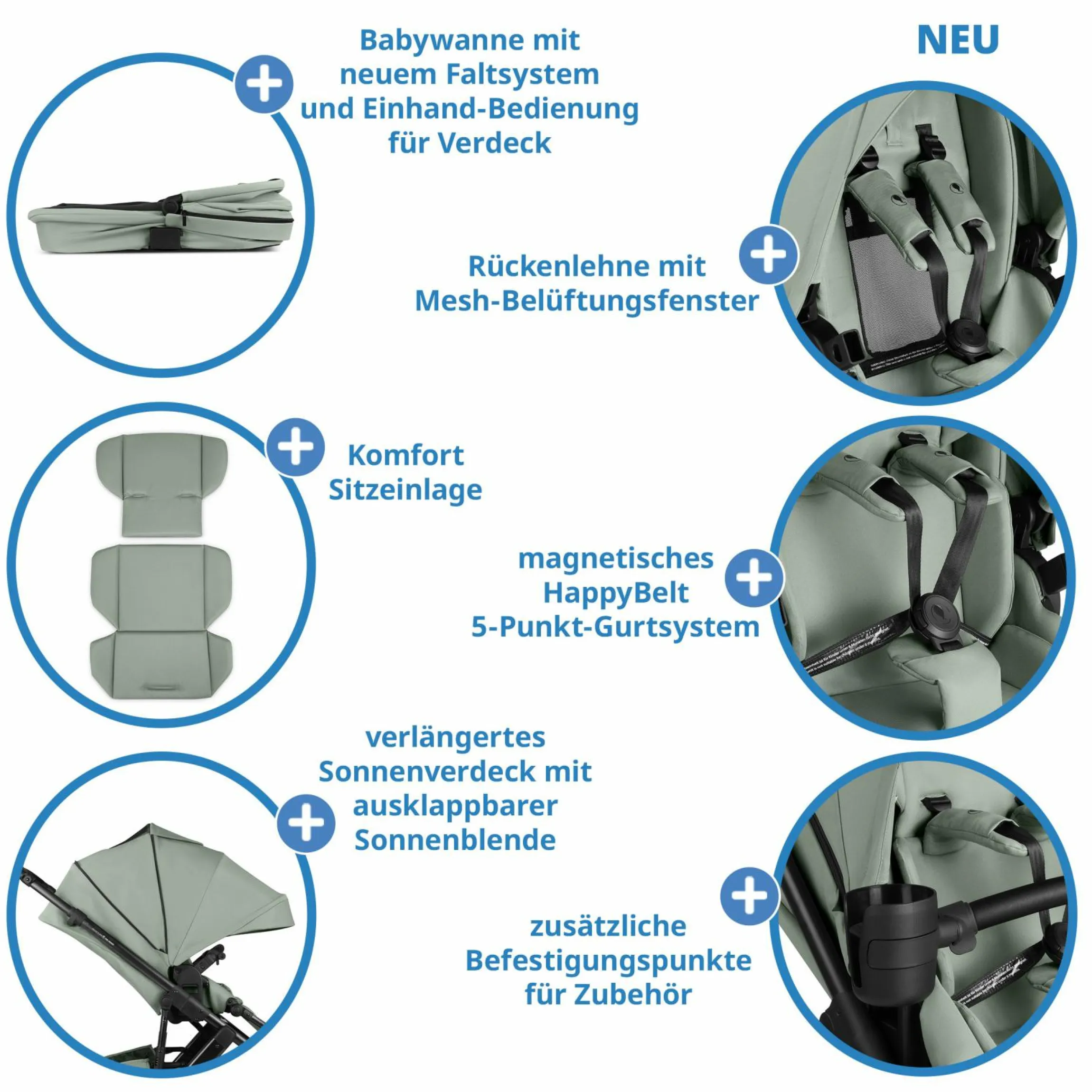 Kombi-Kinderwagen Salsa 5 Air inkl. Babywanne & Sportsitz mit XXL-Zubehörpaket - Pine - Kollektion 2025