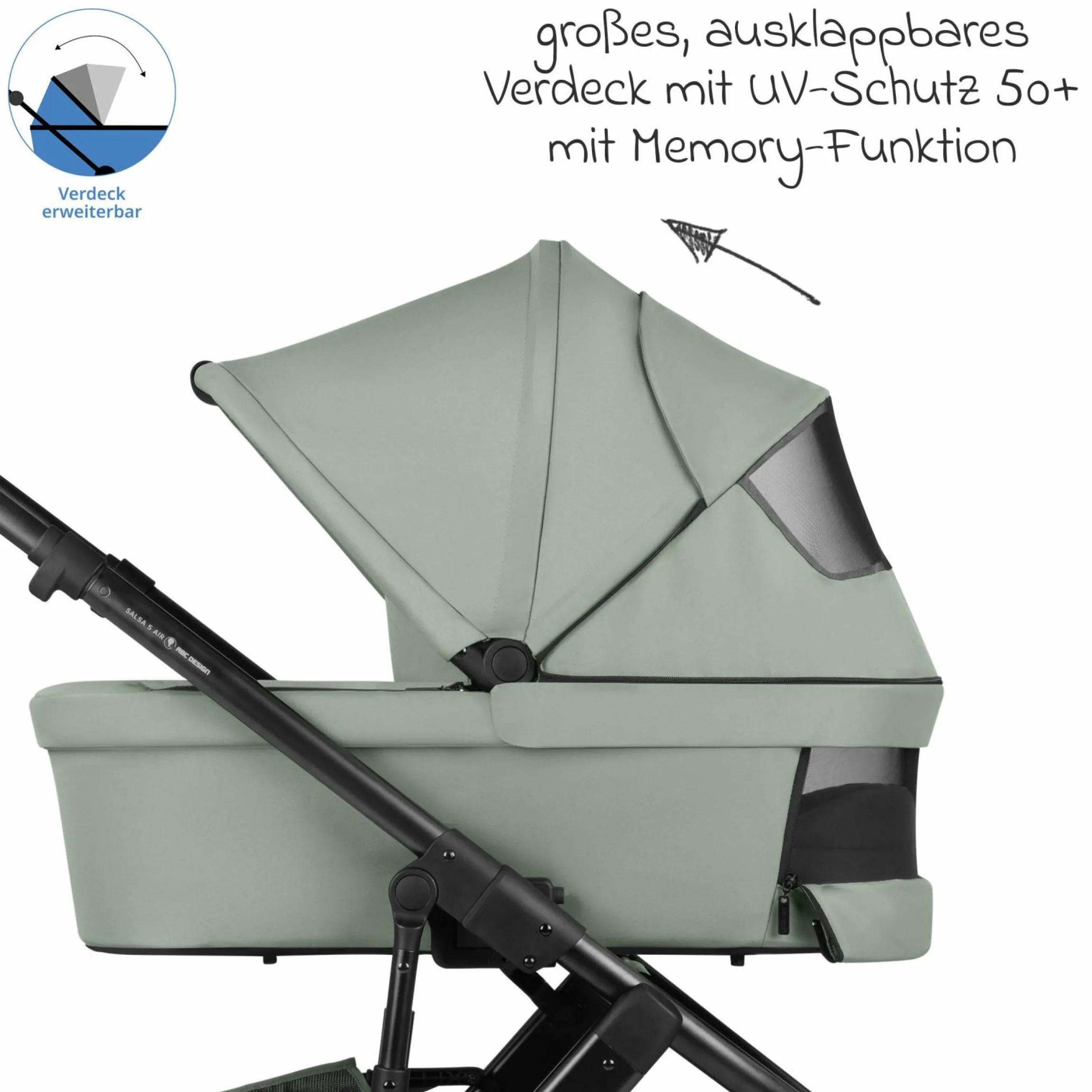 Kombi-Kinderwagen Salsa 5 Air inkl. Babywanne & Sportsitz mit XXL-Zubehörpaket - Pine - Kollektion 2025