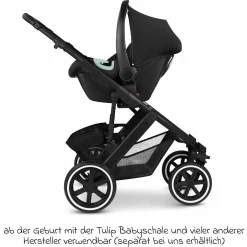 Kombi-Kinderwagen Salsa 5 Air inkl. Babywanne & Sportsitz - Pure - Coal - Kollektion 2025