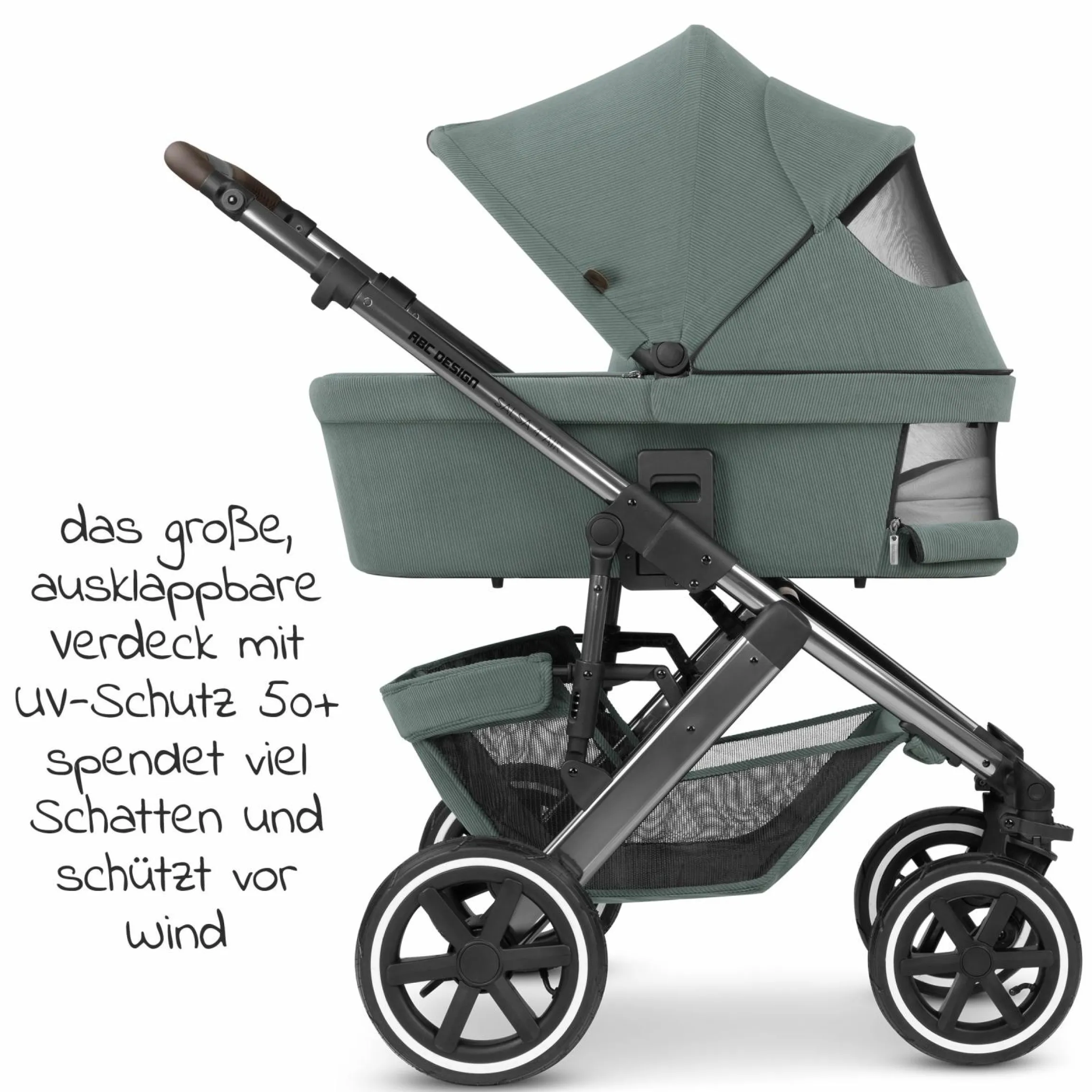 Kombi-Kinderwagen Salsa 4 Air - inkl. Babywanne & Sportsitz mit XXL Zubehörpaket - Aloe - Kollektion 2024