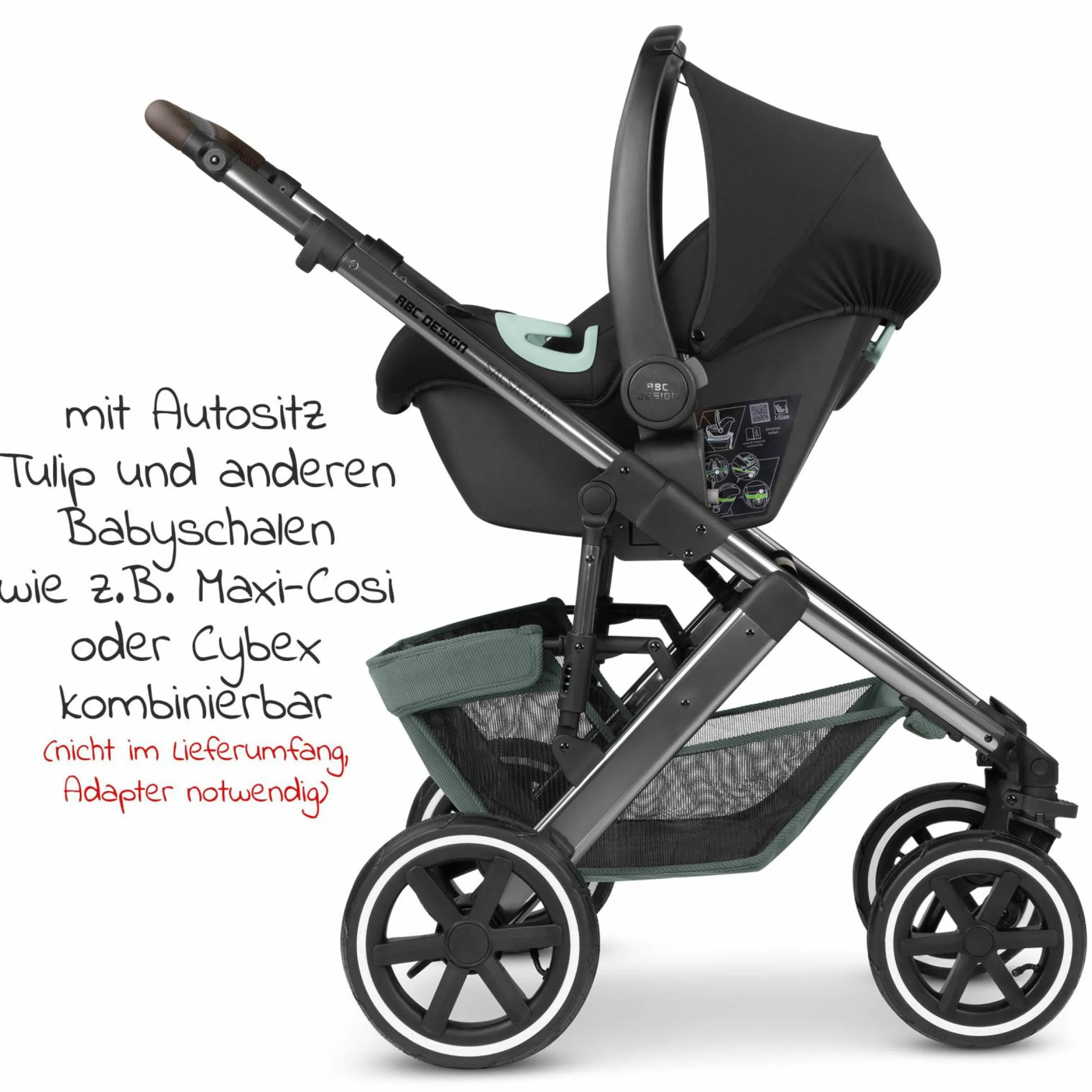 Kombi-Kinderwagen Salsa 4 Air - inkl. Babywanne & Sportsitz mit XXL Zubehörpaket - Aloe - Kollektion 2024