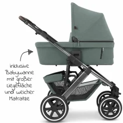 Kombi-Kinderwagen Salsa 4 Air - inkl. Babywanne & Sportsitz mit Wickeltasche & XXL Zubehörpaket - Aloe