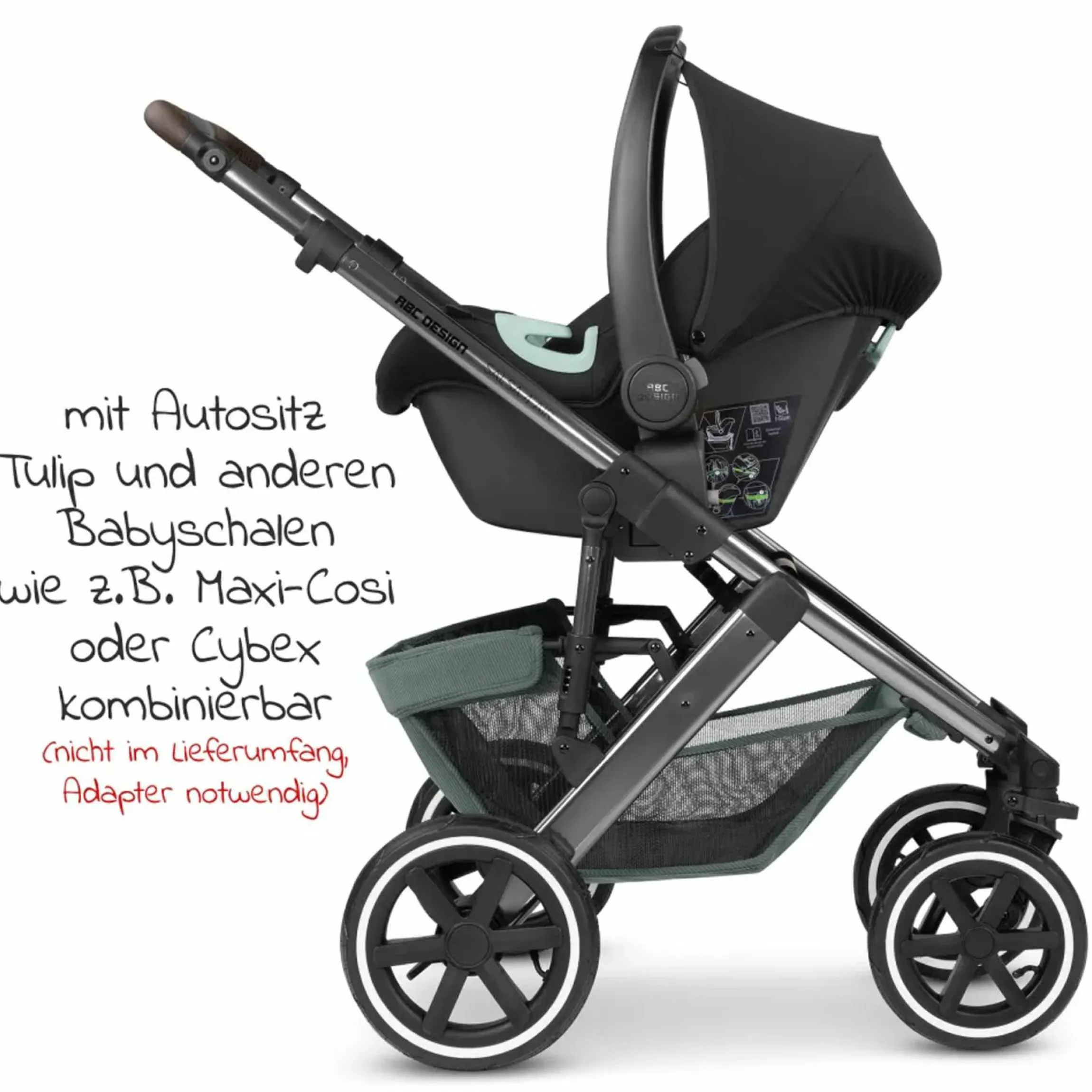 Kombi-Kinderwagen Salsa 4 Air - inkl. Babywanne & Sportsitz mit Wickeltasche & XXL Zubehörpaket - Aloe