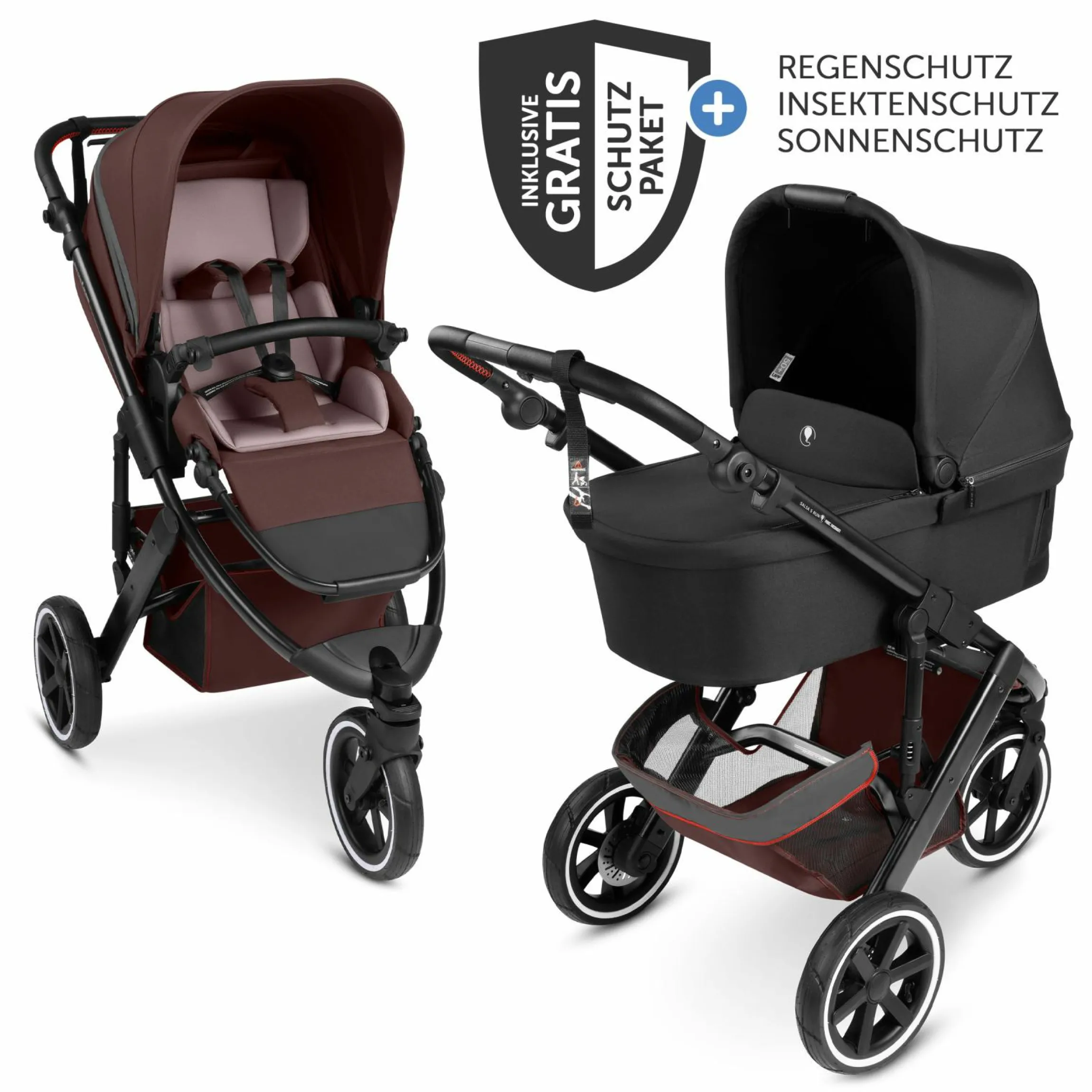 Kombi-Kinderwagen Salsa 5 Run - inkl. Babywanne, Sportsitz, Sportzulassung, Luftbereifung, Sitzeinlage & Handbremse inkl. XXL-Zubehörpaket - Umbra - Kollektion 2025